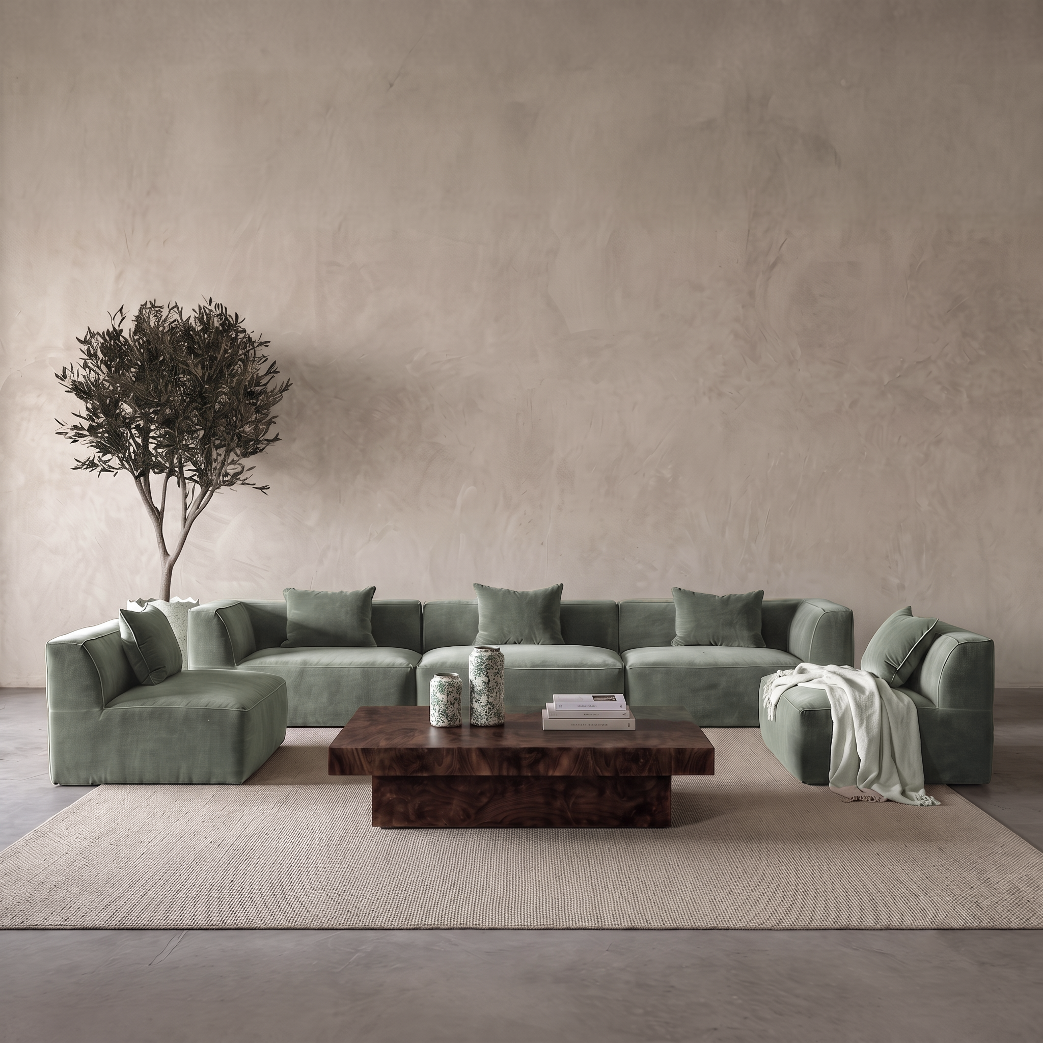 Ezra Modern Velvet Sectional | Modular Sofa - SAGE GREEN