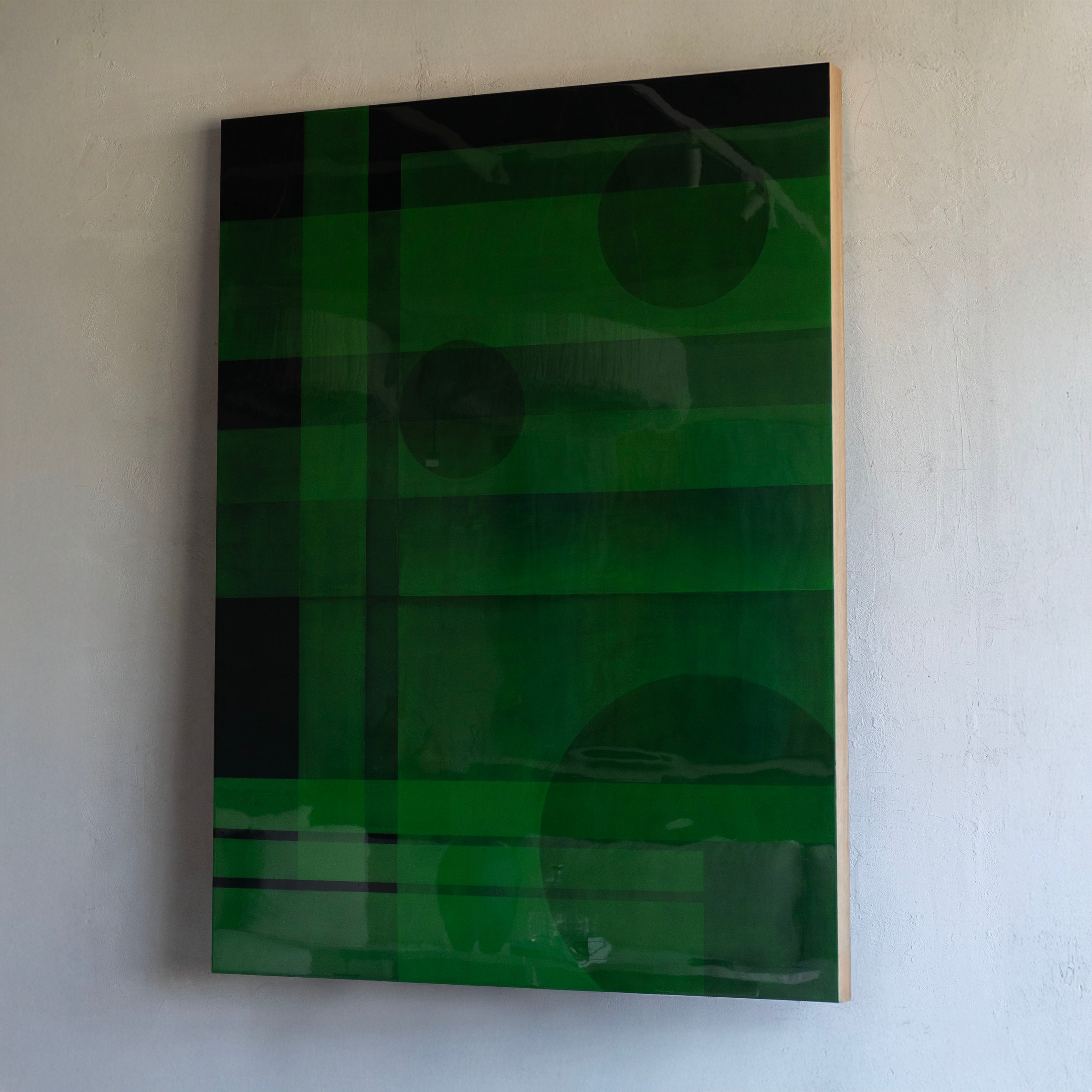 Karla Wood & Acrylic Glossy Finish Big Art Painting - GREEN