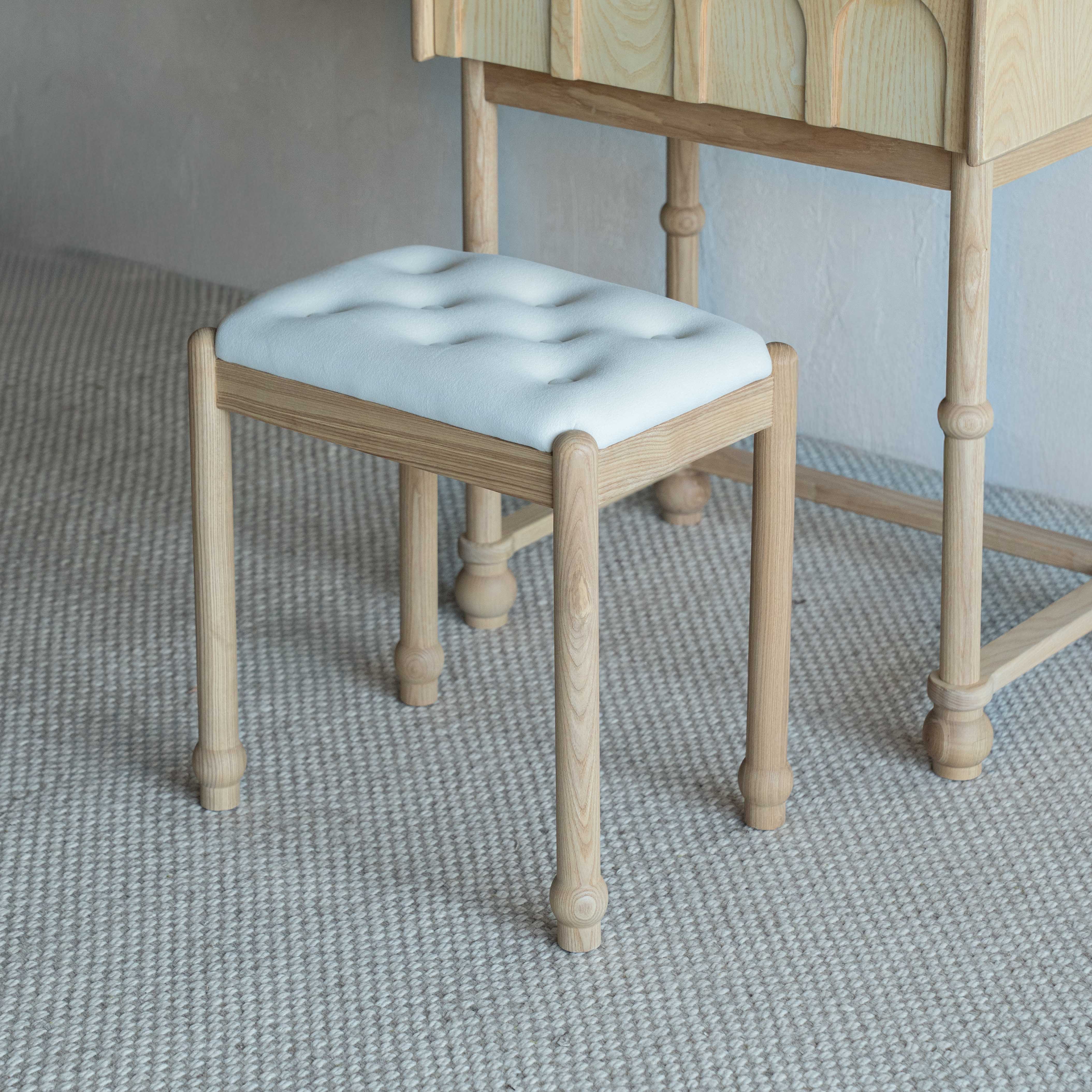 Mavrin Arched Mid Century Dressing Table With Stool - NATURAL - Dressing Table - WS Living Furniture Furniture Store in Dubai