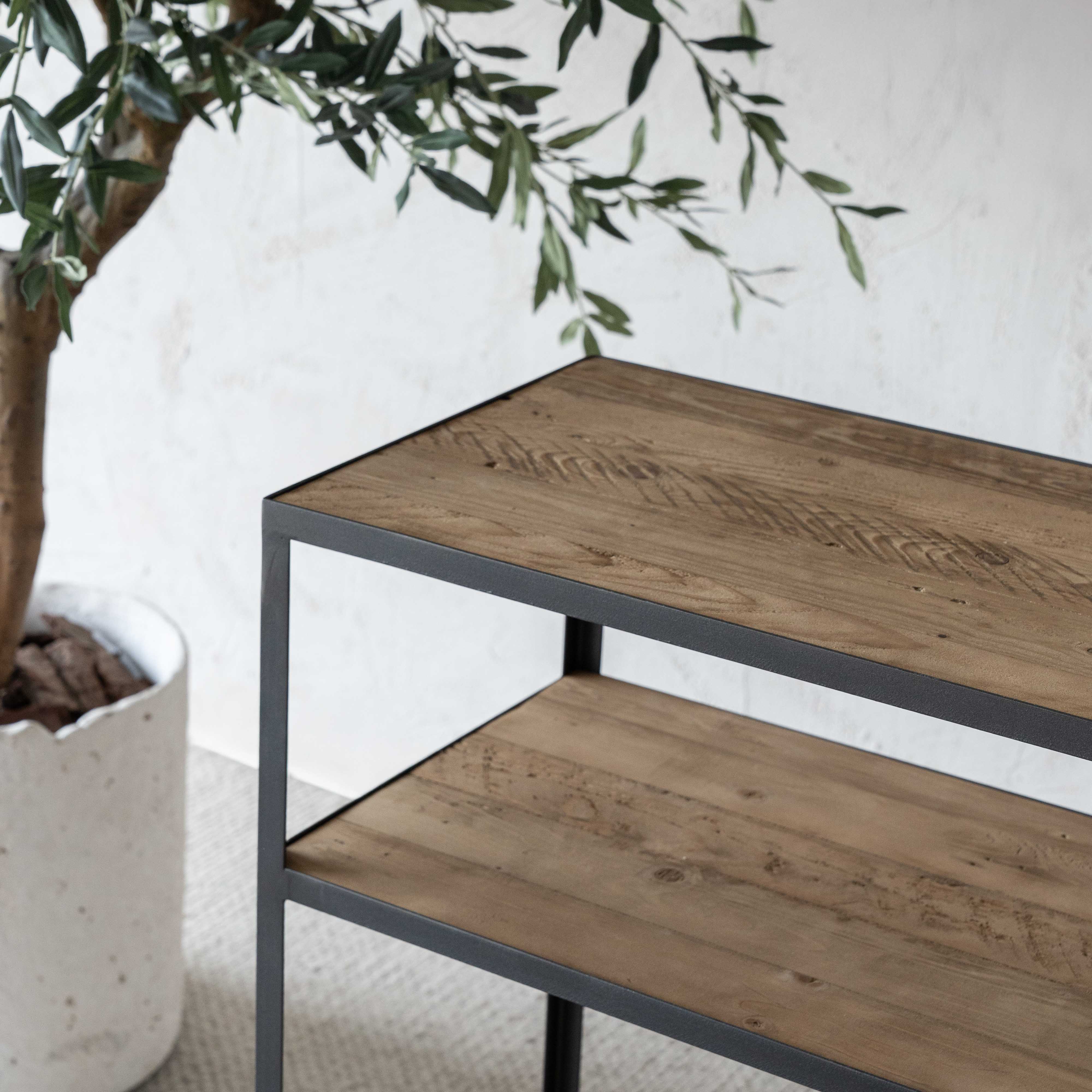 Brooklyn Industrial Pine Wood Book Shelf - Shelves - WS Living Furniture Furniture Store in Dubai
