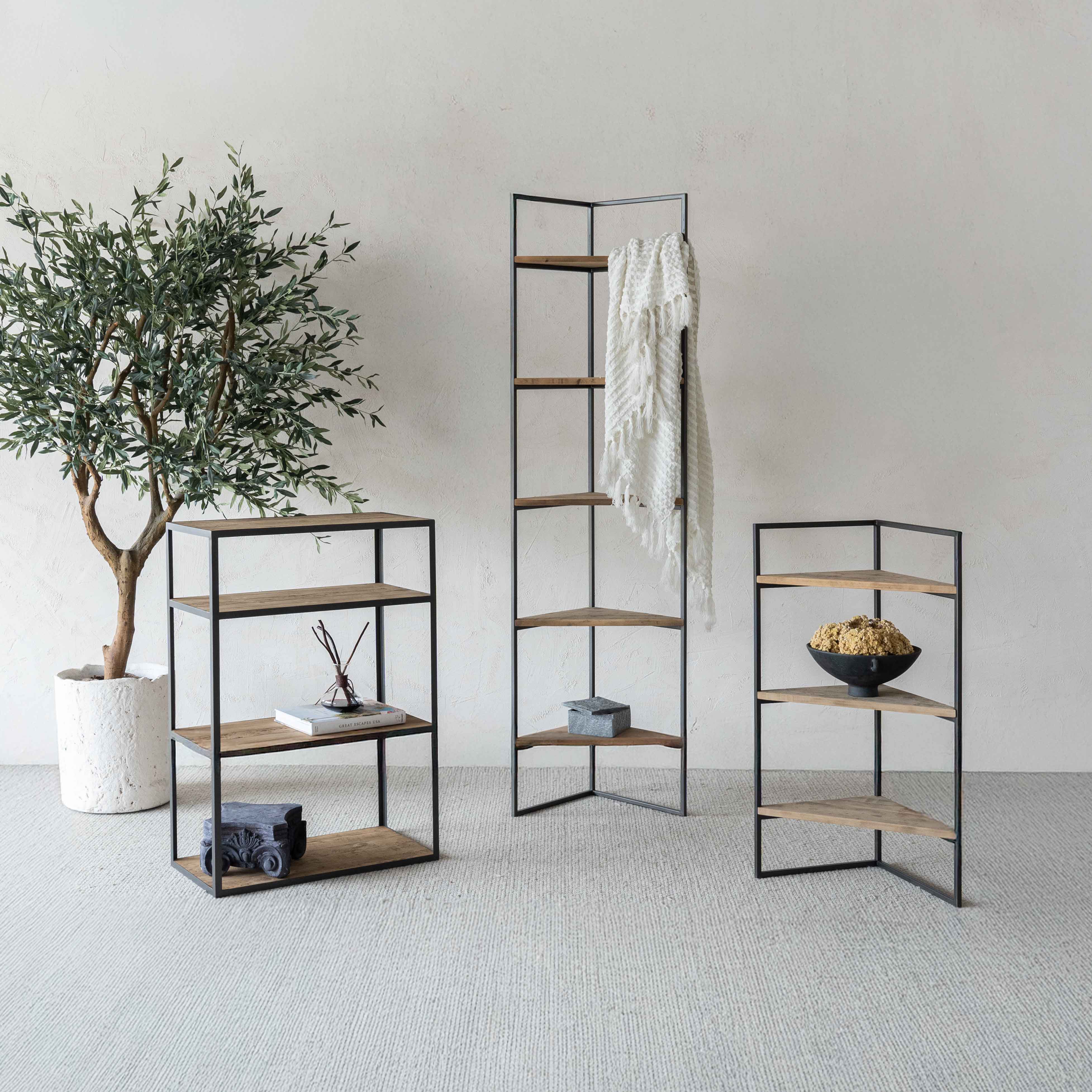 Brooklyn Industrial Pine Wood Book Shelf - Shelves - WS Living Furniture Furniture Store in Dubai