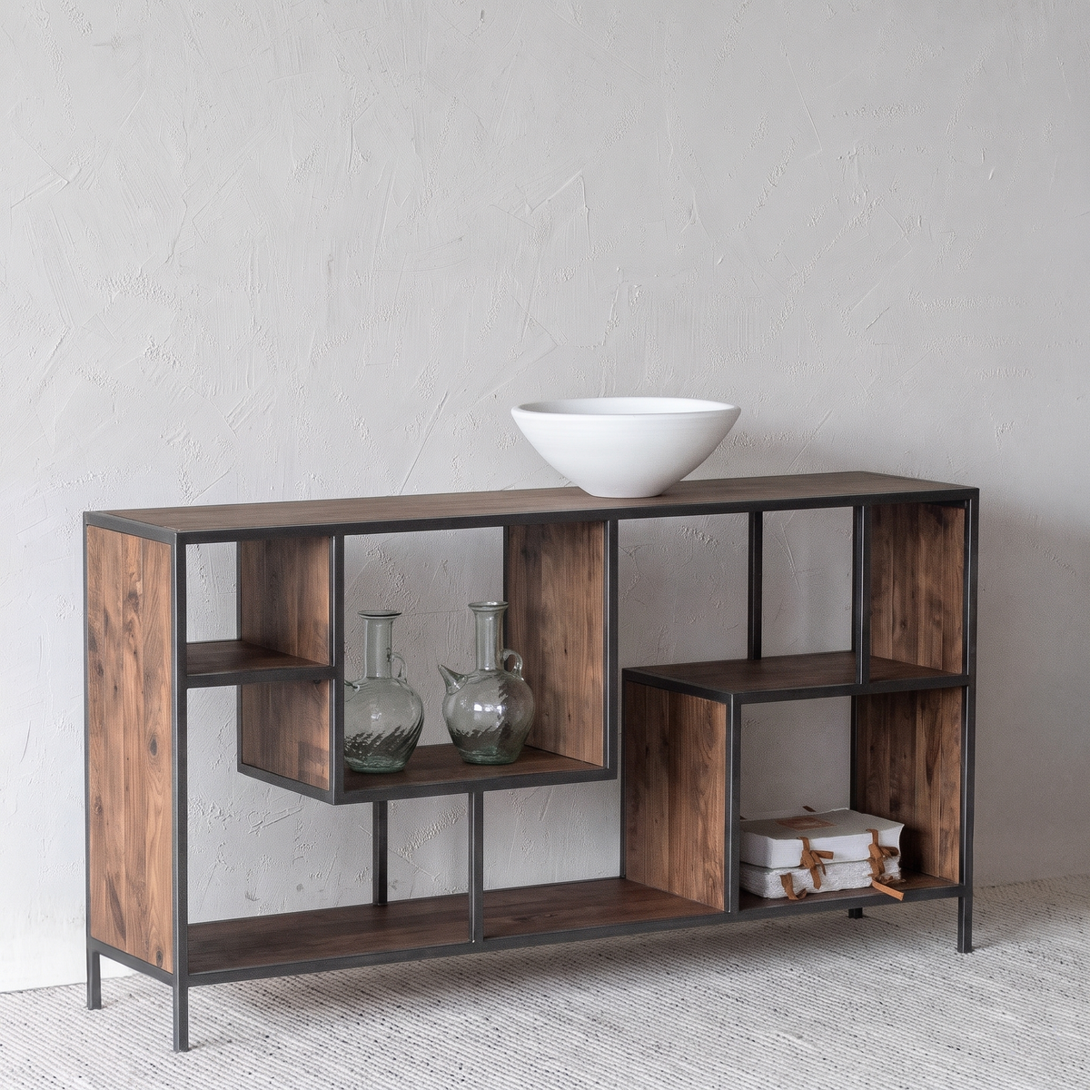 Nordic Multi Column Industrial Console - WALNUT