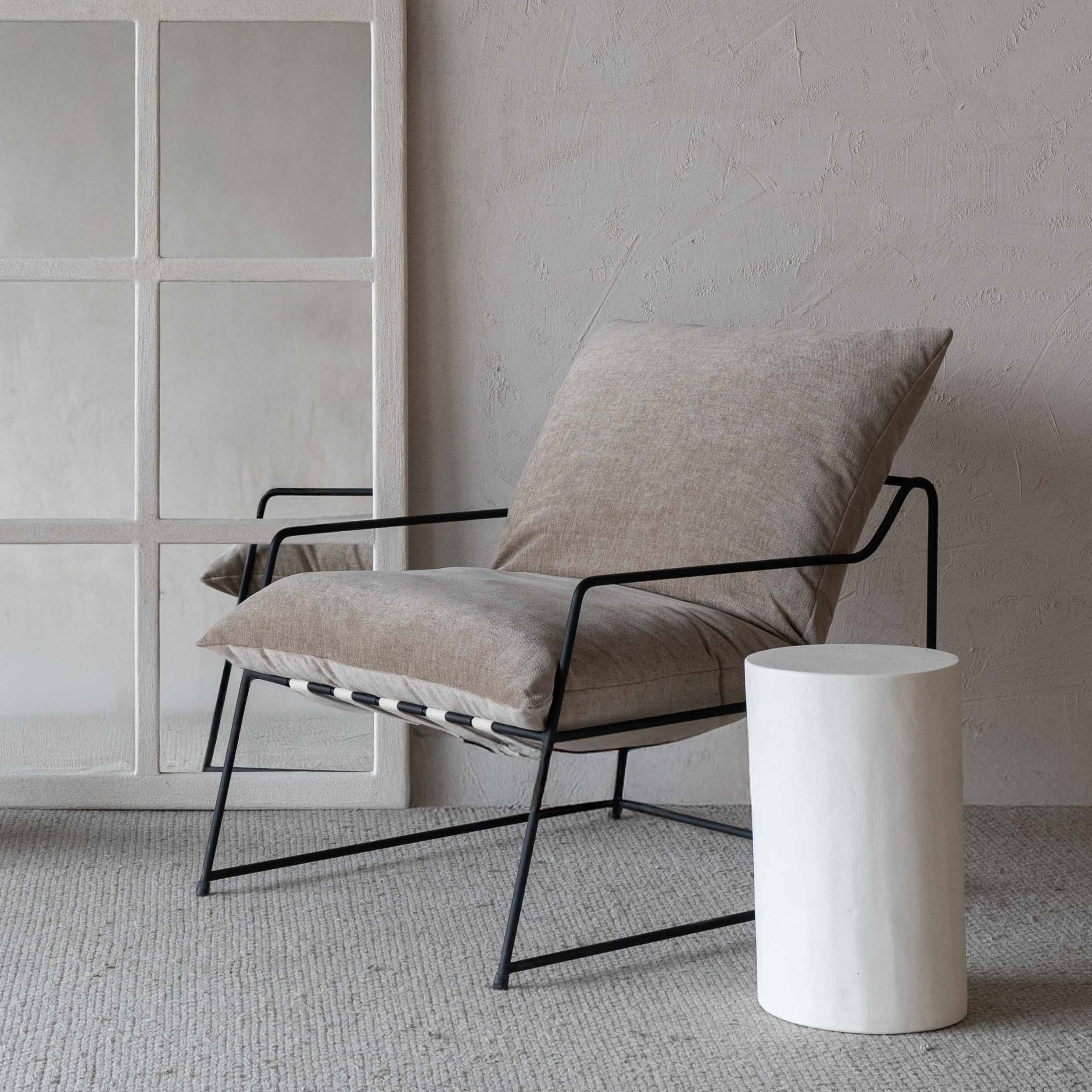 Novato Comfortable Relax Lounge Chair - Sand Beige Velvet - Arm chair - WS Living Furniture Furniture Store in Dubai