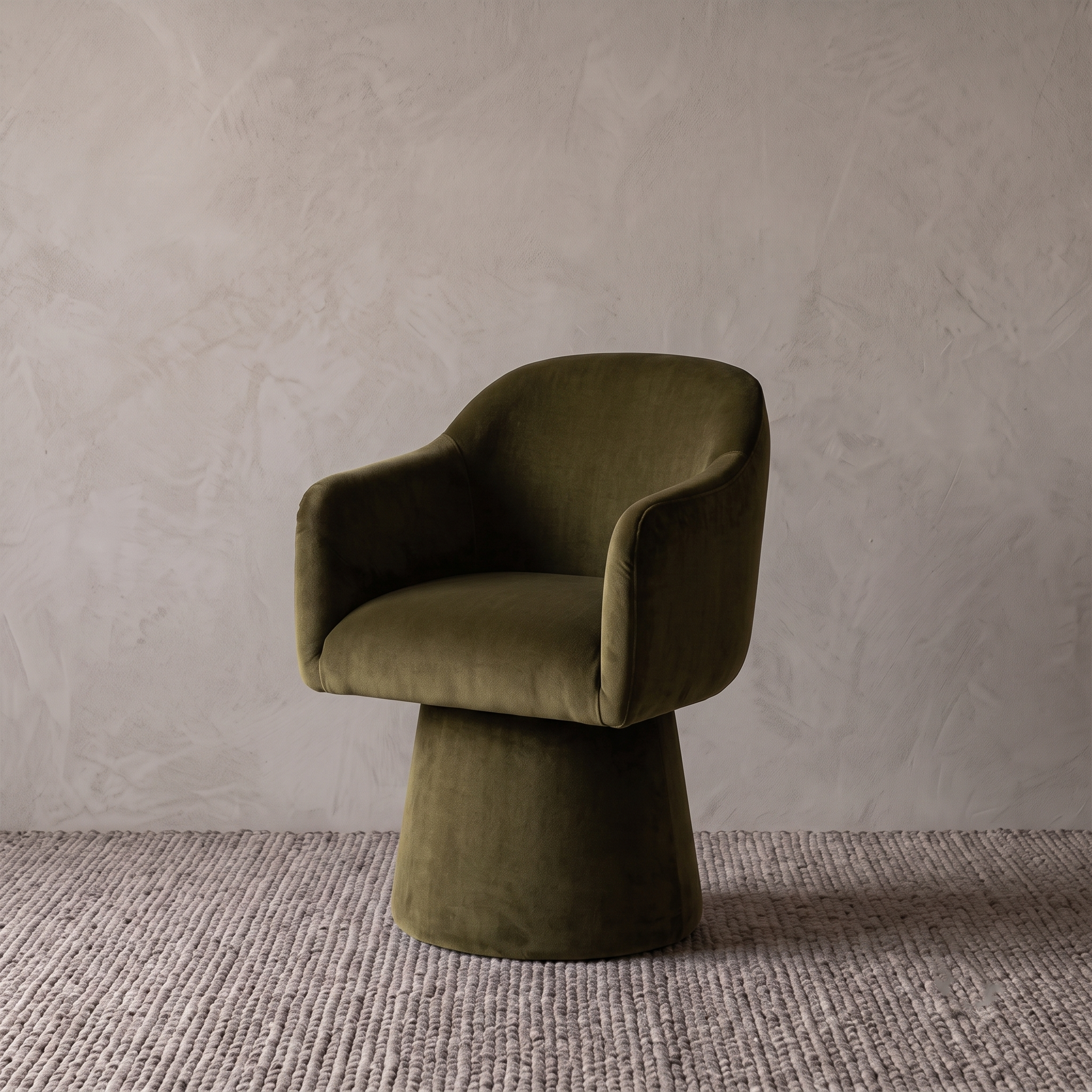 Rivo Modern Swivel Dining Chair - Olive Green Velvet