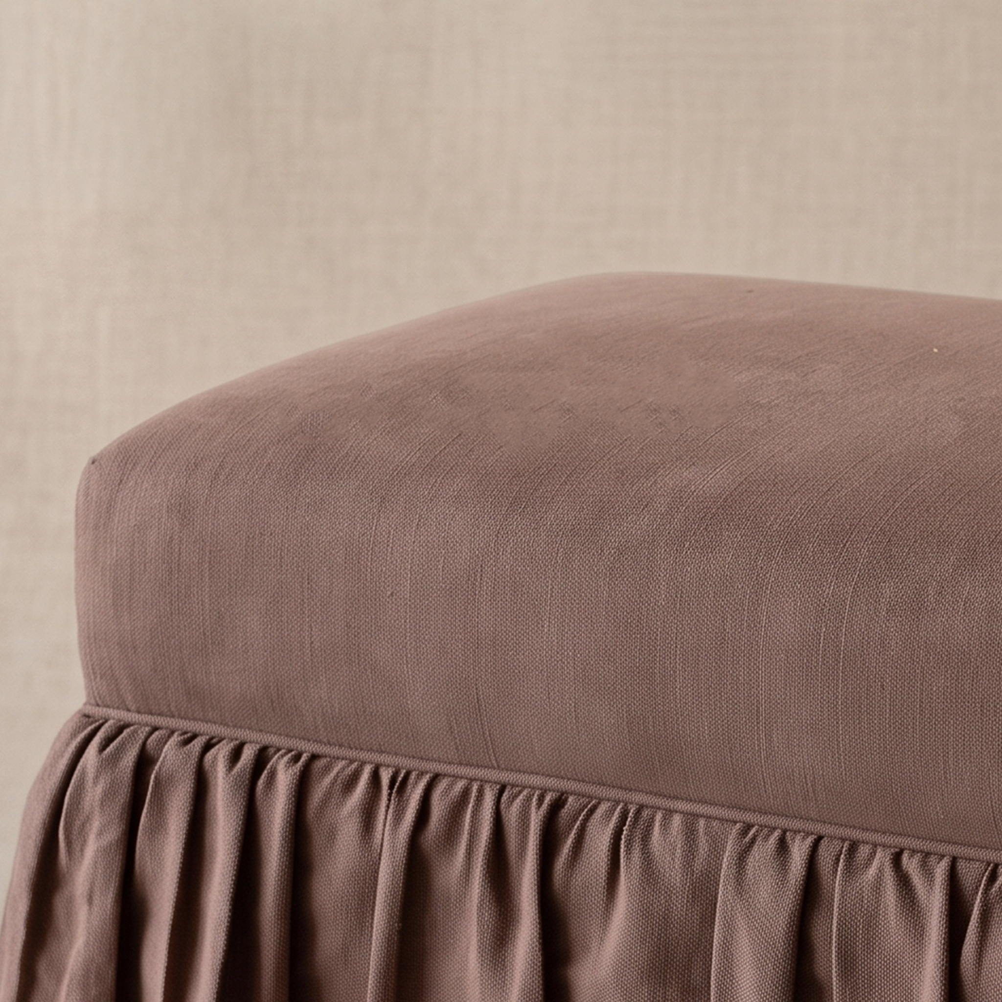 Rosalie Skirted Upholstered Linen Bench