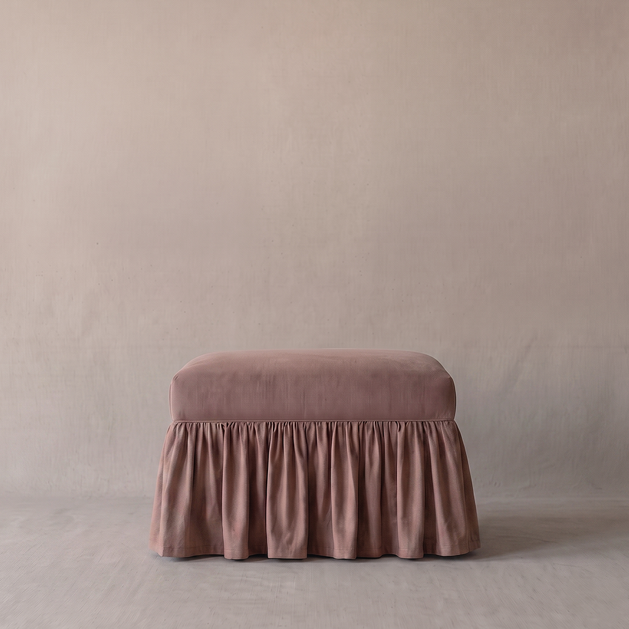 Rosalie Skirted Linen Foot Stool | Pouf