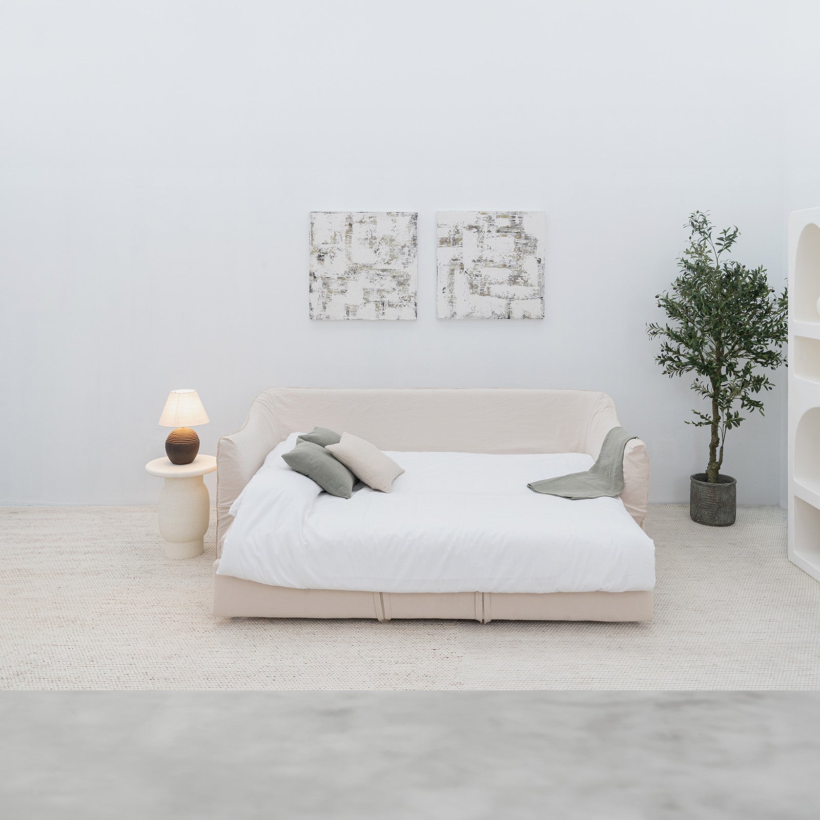 Clara Wooden Frame & Cotton/Linen Sofa Bed - Sofa Bed - WS Living - UAE Modern Home Furniture Stores in Dubai
