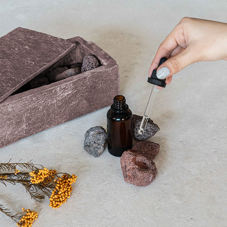 Lava Brown Stone Aroma Diffuser - Blue - Japanese Greenery for Homes, Offices, Bedrooms and Saunas - Home Fragrance - WS Living Furniture Home Furniture Stores in Dubai