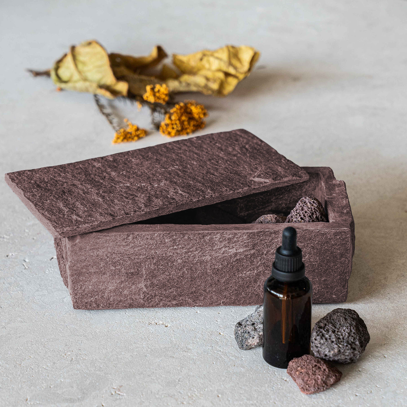 Lava Brown Stone Aroma Diffuser - Blue - Japanese Greenery for Homes, Offices, Bedrooms and Saunas - Home Fragrance - WS Living Furniture Home Furniture Stores in Dubai