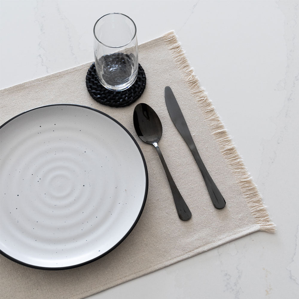 Linen-Cotton Table Mat - Beige Set Of Two - - WS Living Furniture Furniture Store in Dubai