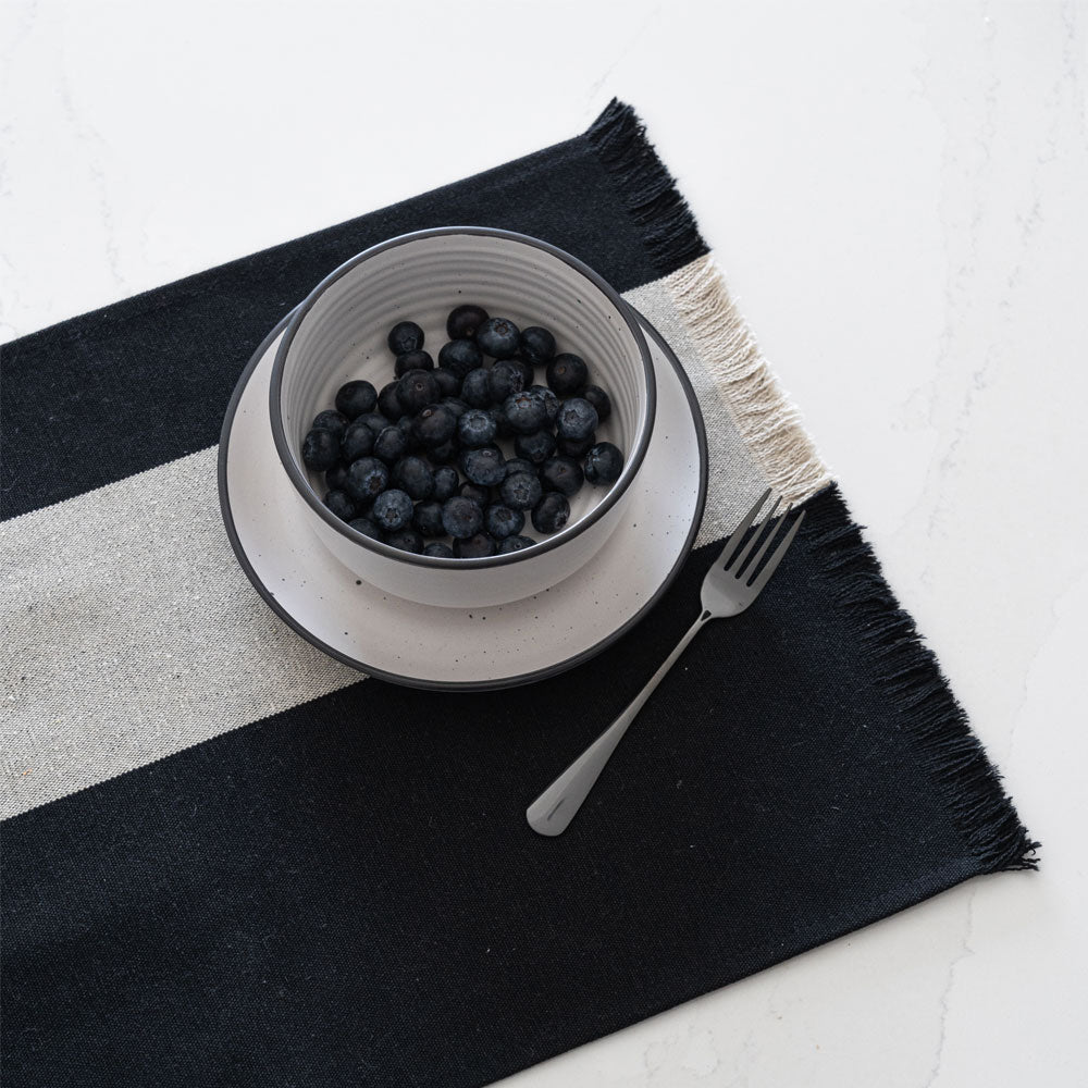 Black & Beige Cotton-Set Of Two Table Mat - - WS Living Furniture Furniture Store in Dubai