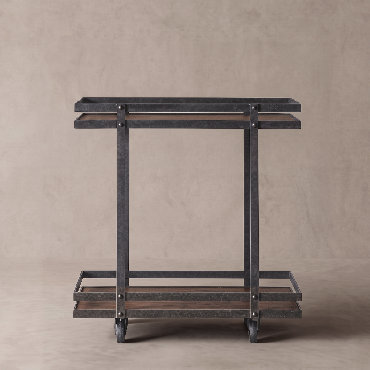 Nordic Urban Wood Serving Cart Trolley - DARK WALNUT