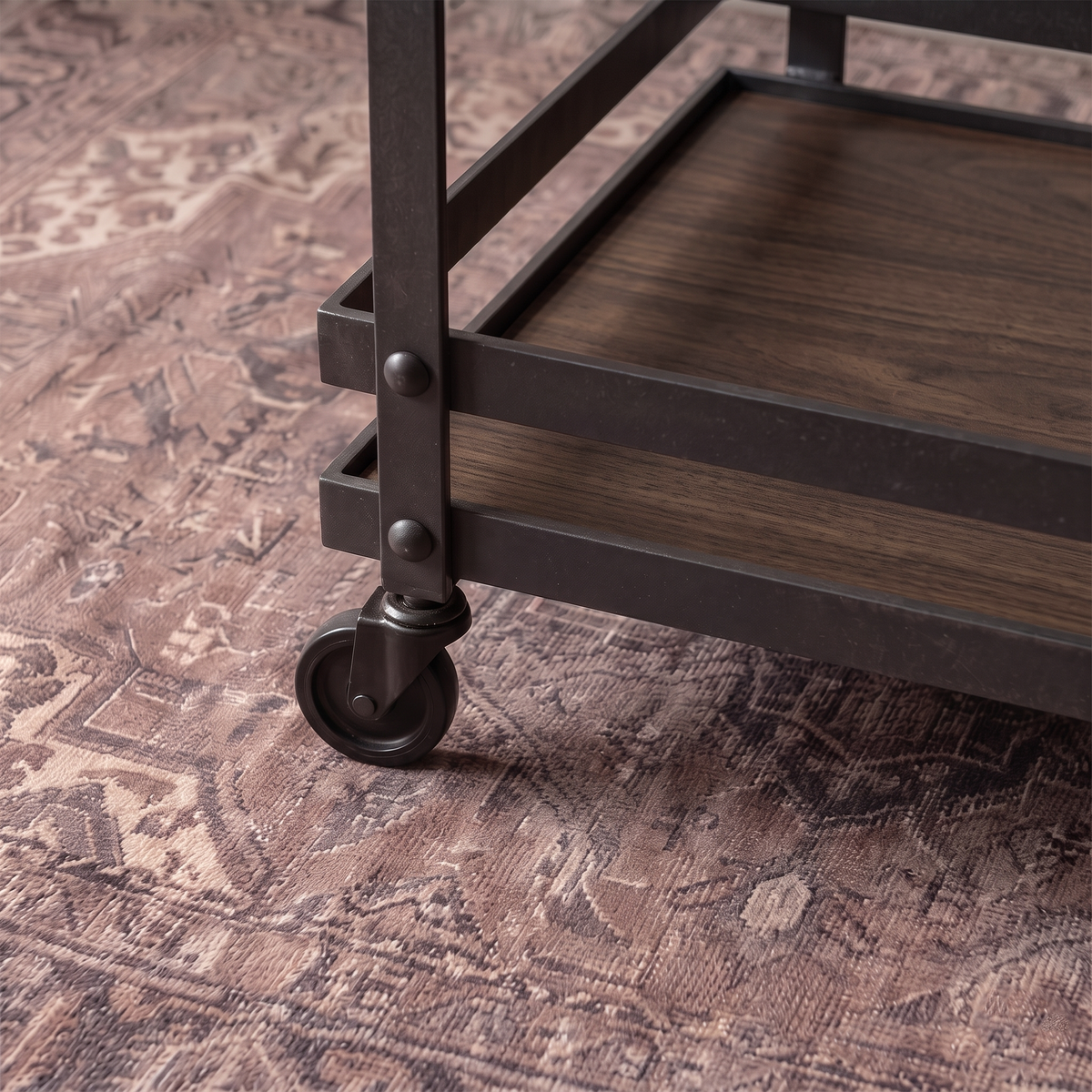 Nordic Urban Wood Serving Cart Trolley - DARK WALNUT