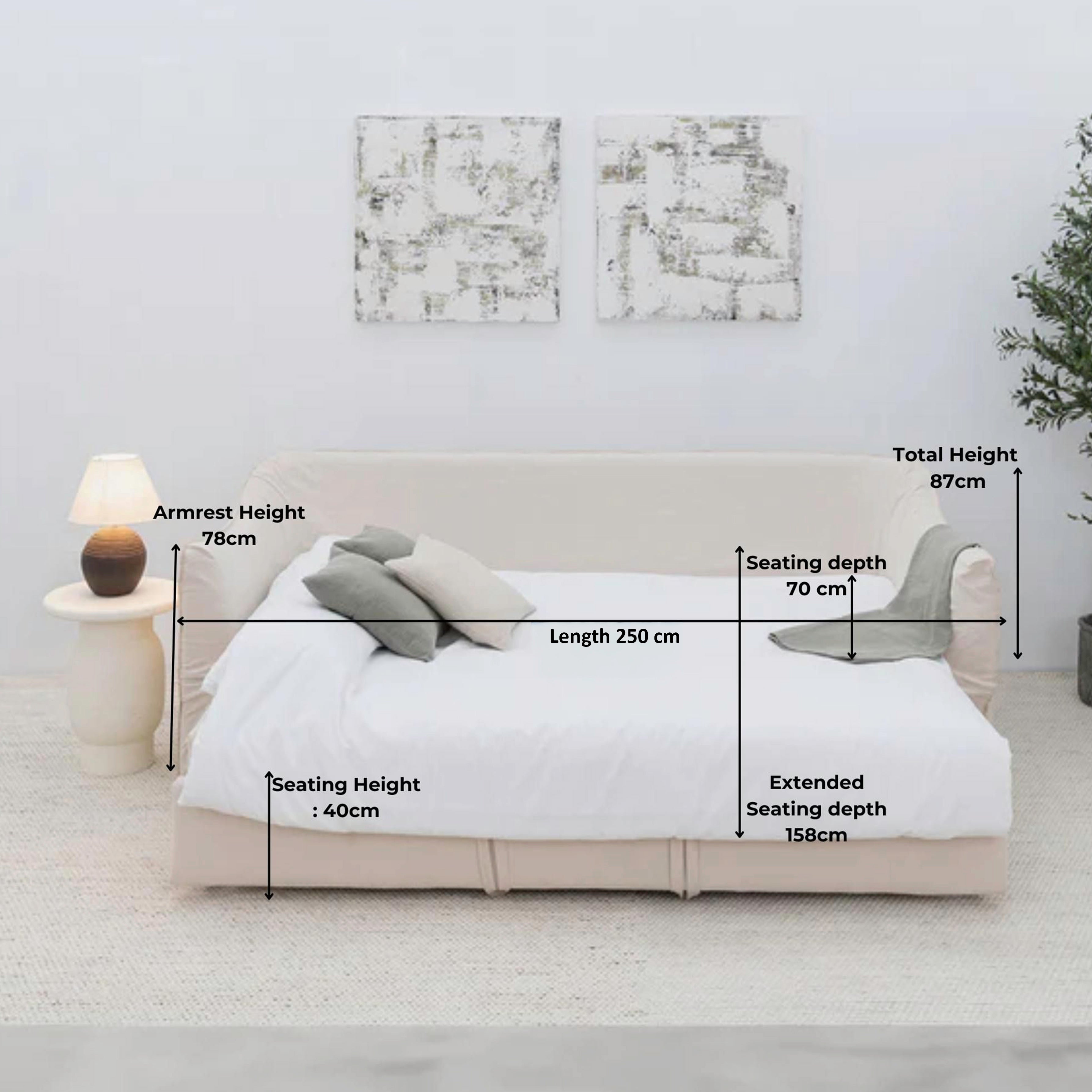 Clara Wooden Frame & Cotton & Linen Sofa Bed