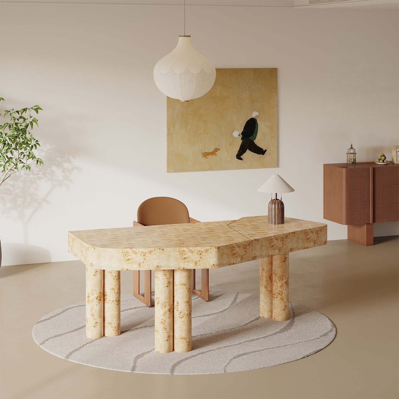 Majestic Executive Burl Wood Office Desk ( Pre Order 60 Days Delivery )