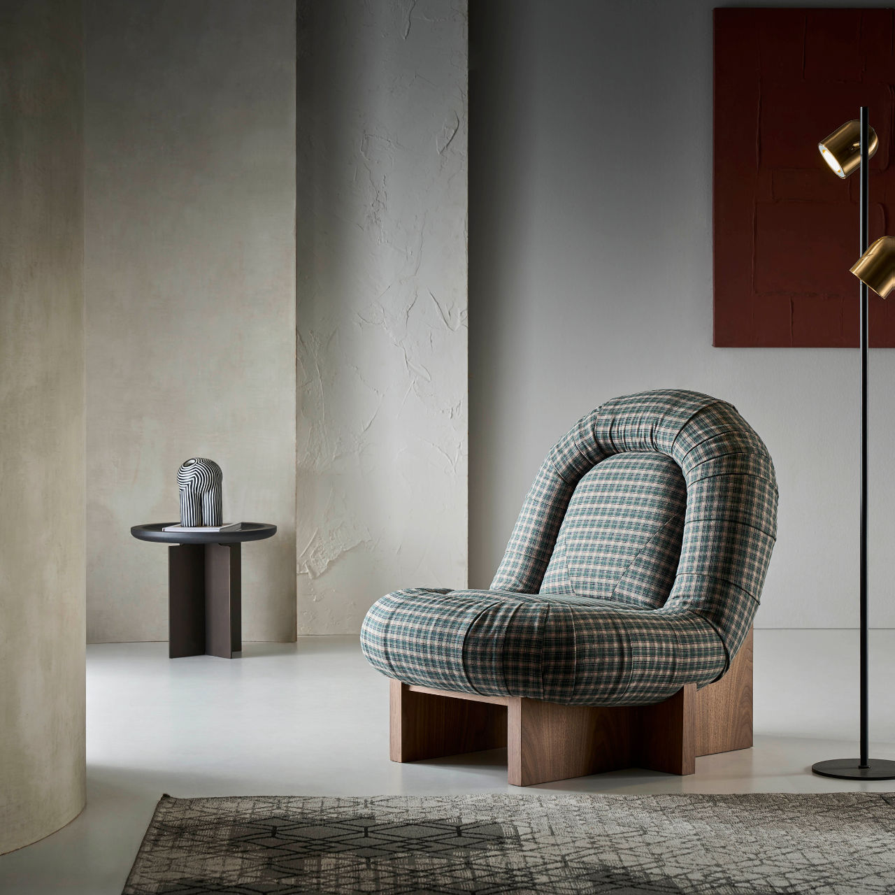 Emero Nordic Style Checkered Lounge Chair (Pre-order 60 days Delivery)