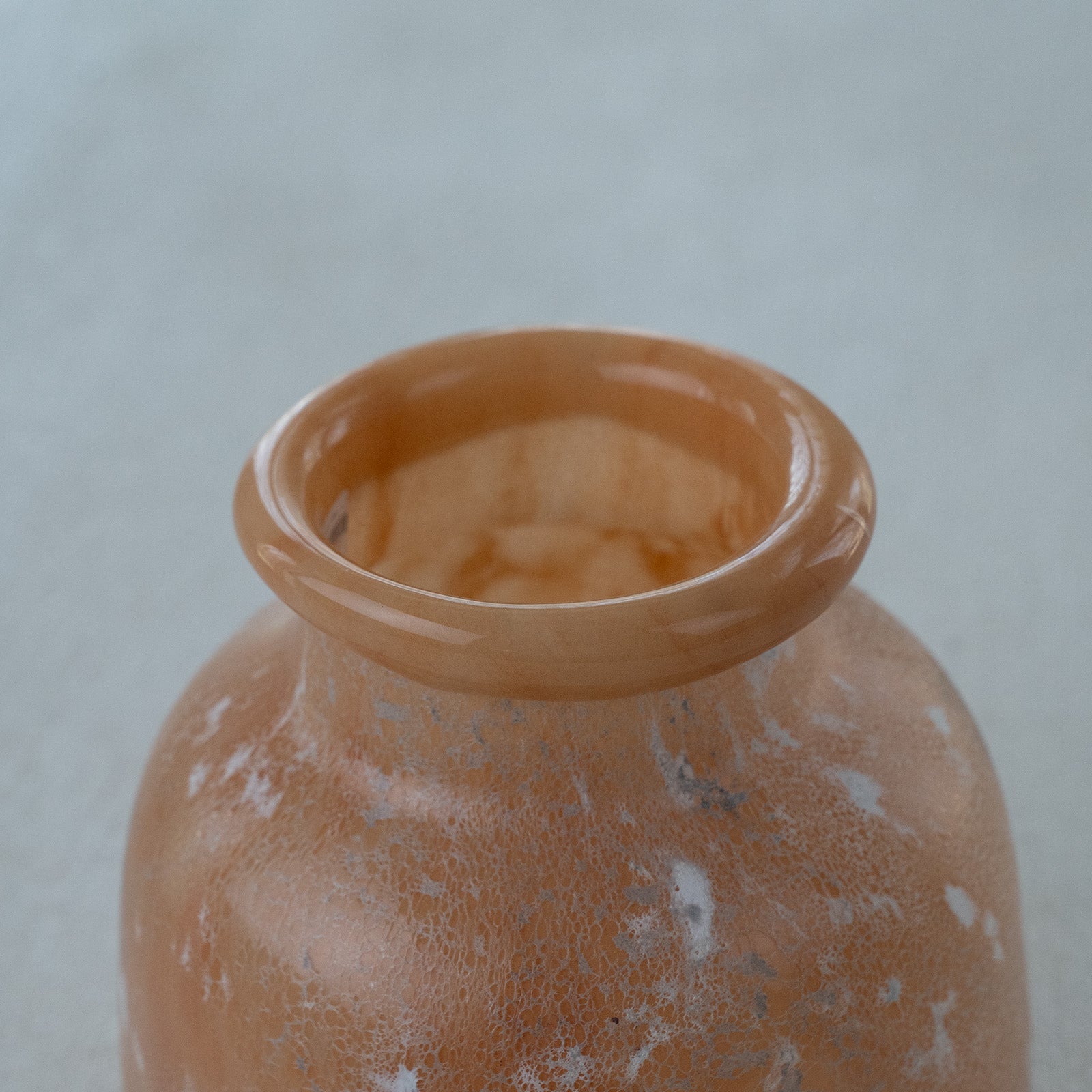 Peach and Cream Round Decorative Glass Vase Open Top - 23RXAU118