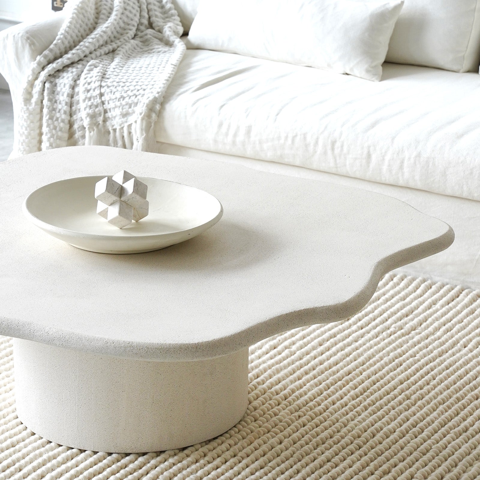 Alaska Edged Coffee table - White  - WS Living - UAE -  Wood and steel Furnitures - Dubai