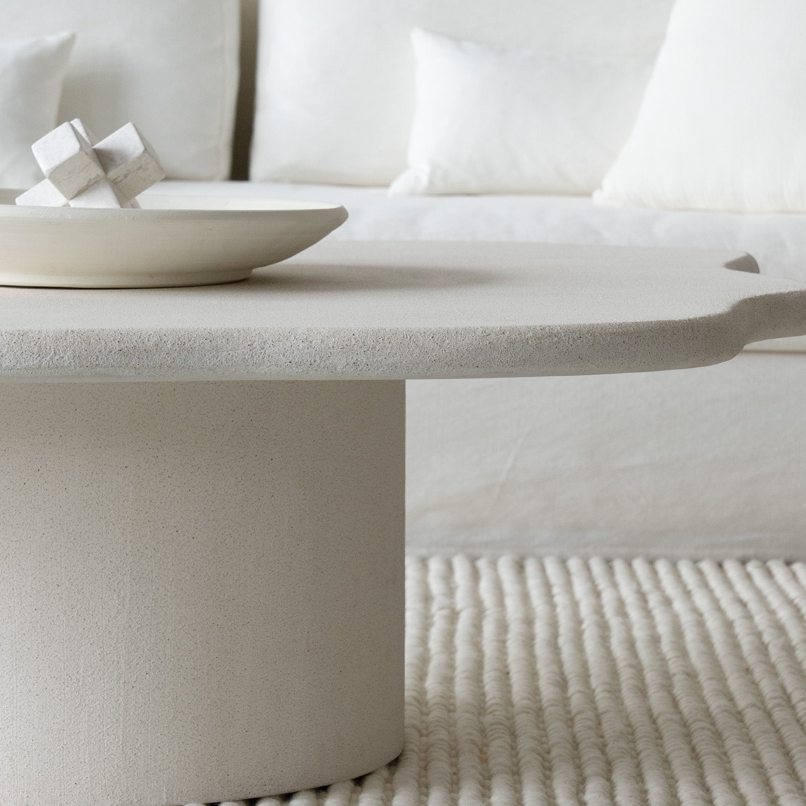 Alaska Edged Coffee table - White  - WS Living - UAE -  Wood and steel Furnitures - Dubai