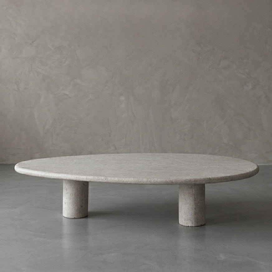 Athens limestone oval coffee table