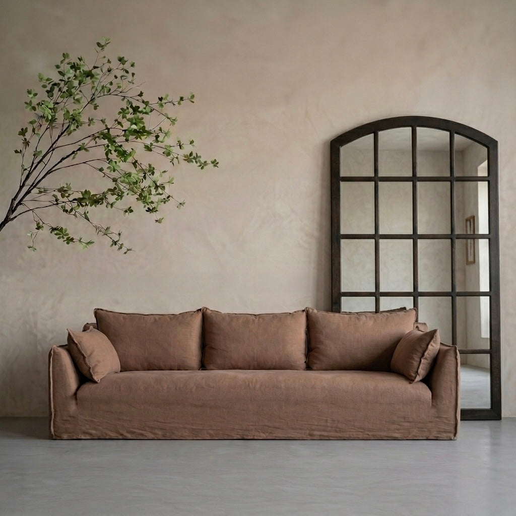 كنبة كلارا العصرية والكلاسيكية ثلاثية المقاعد - برتقالي فاتح