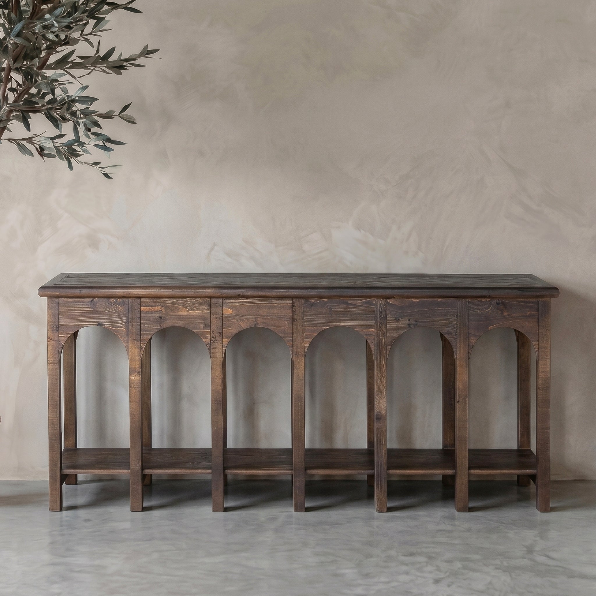 طاولة كونسول خشبية طويلة مقوسة على طراز الأندلس