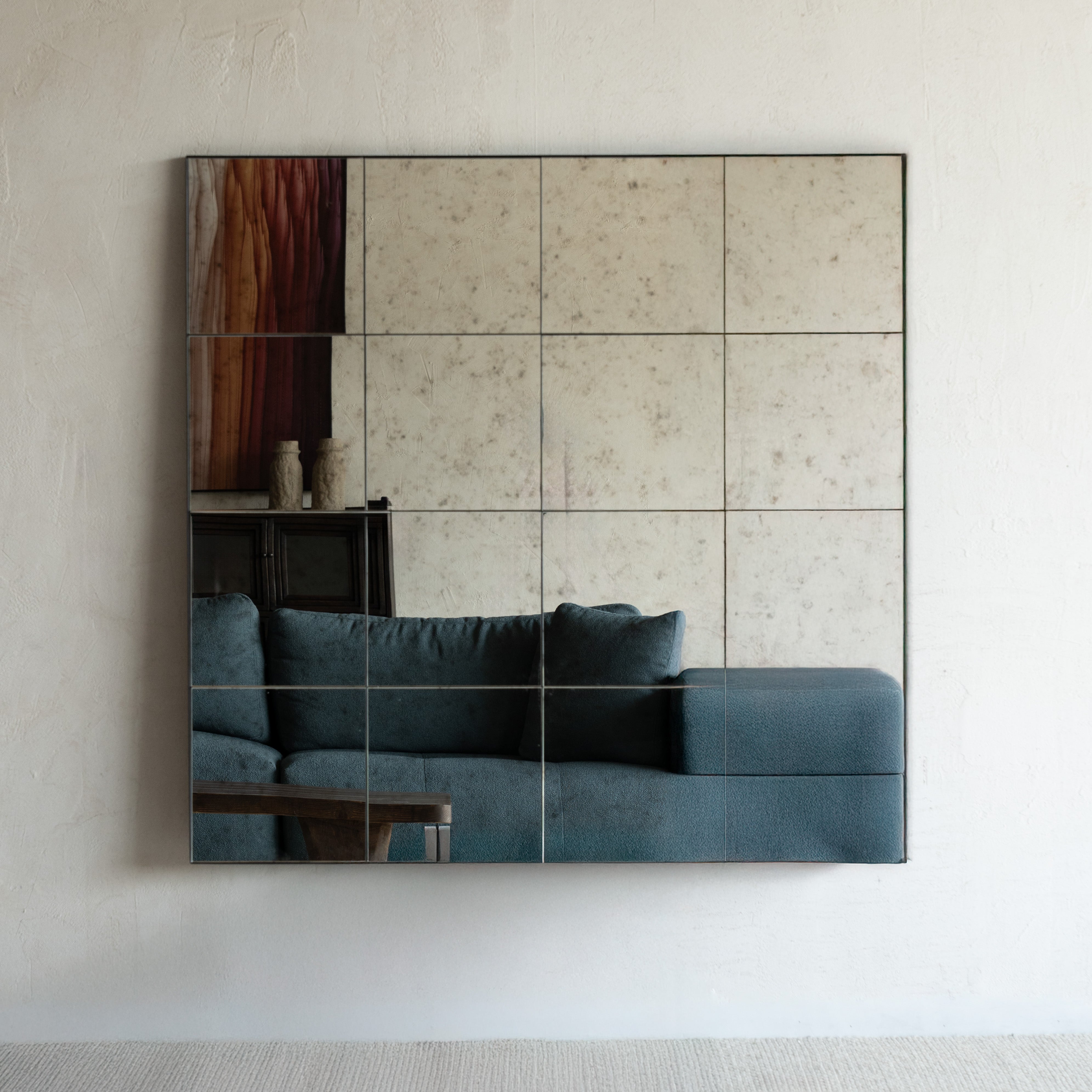 Audrey Textured Squared - Vintage Wall Mirror