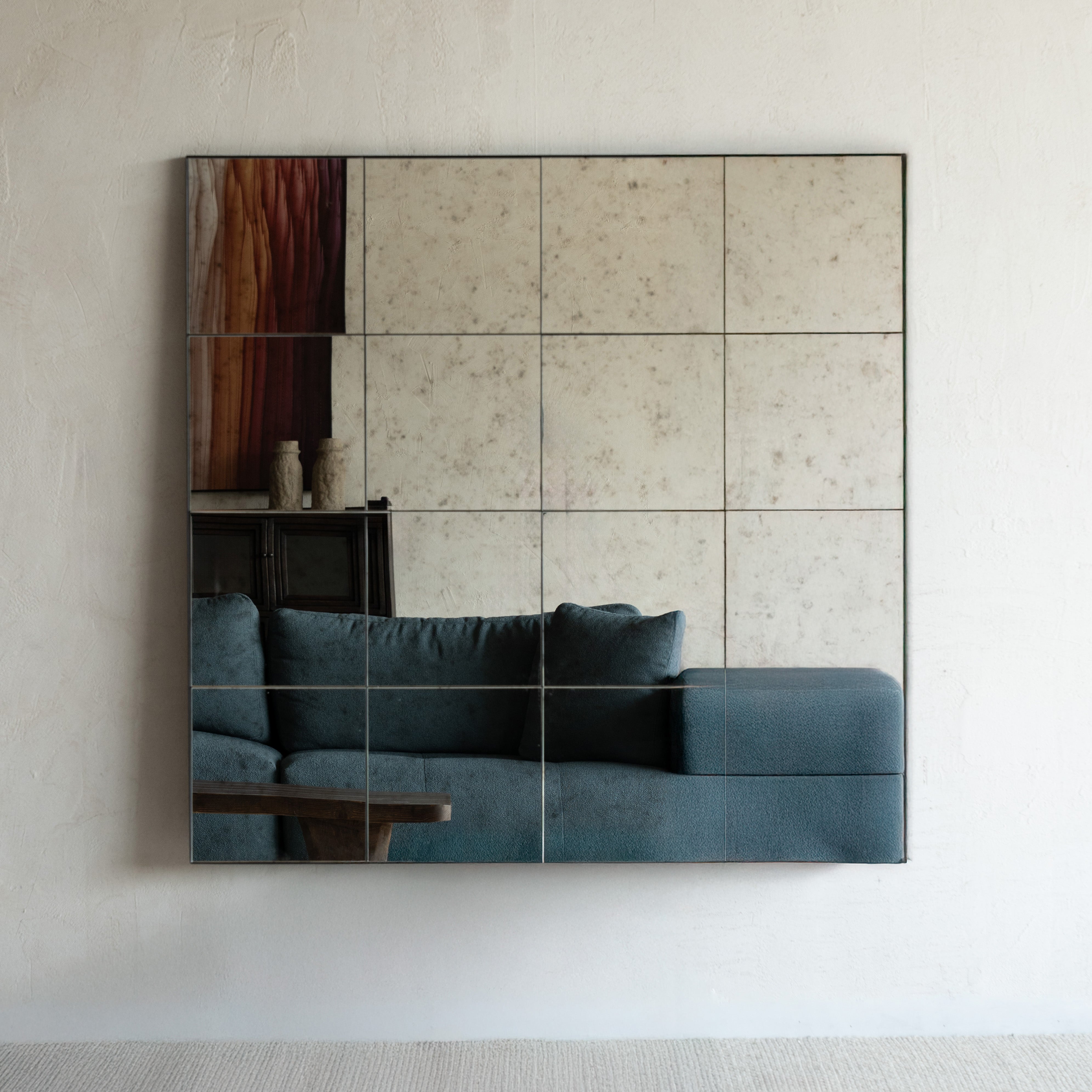 Audrey Textured Squared - Vintage Wall Mirror