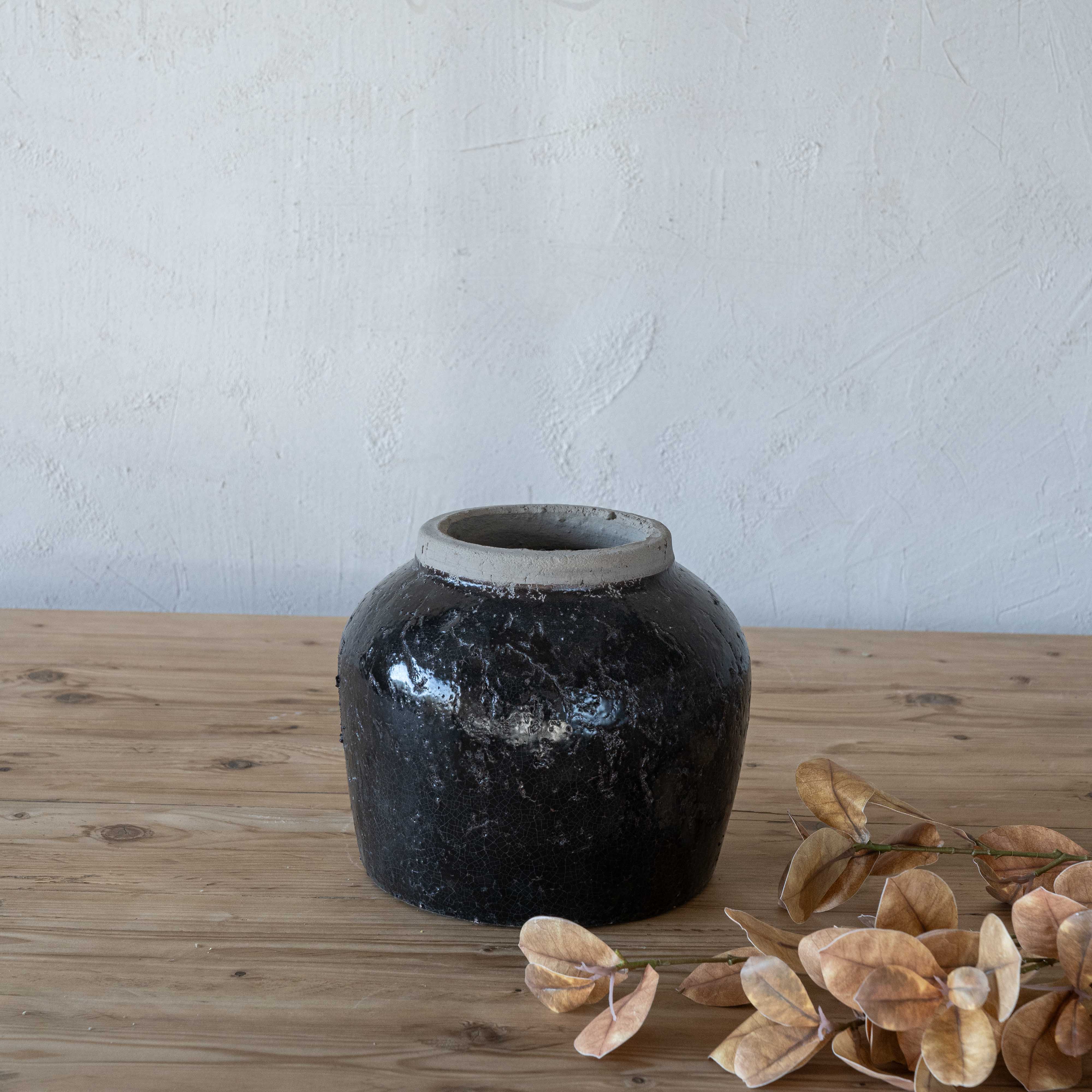 Vessel Decorative Black Ceramic Vase | Flower Pot - Vase - WS Living - UAE Modern Home Furniture Stores in Dubai