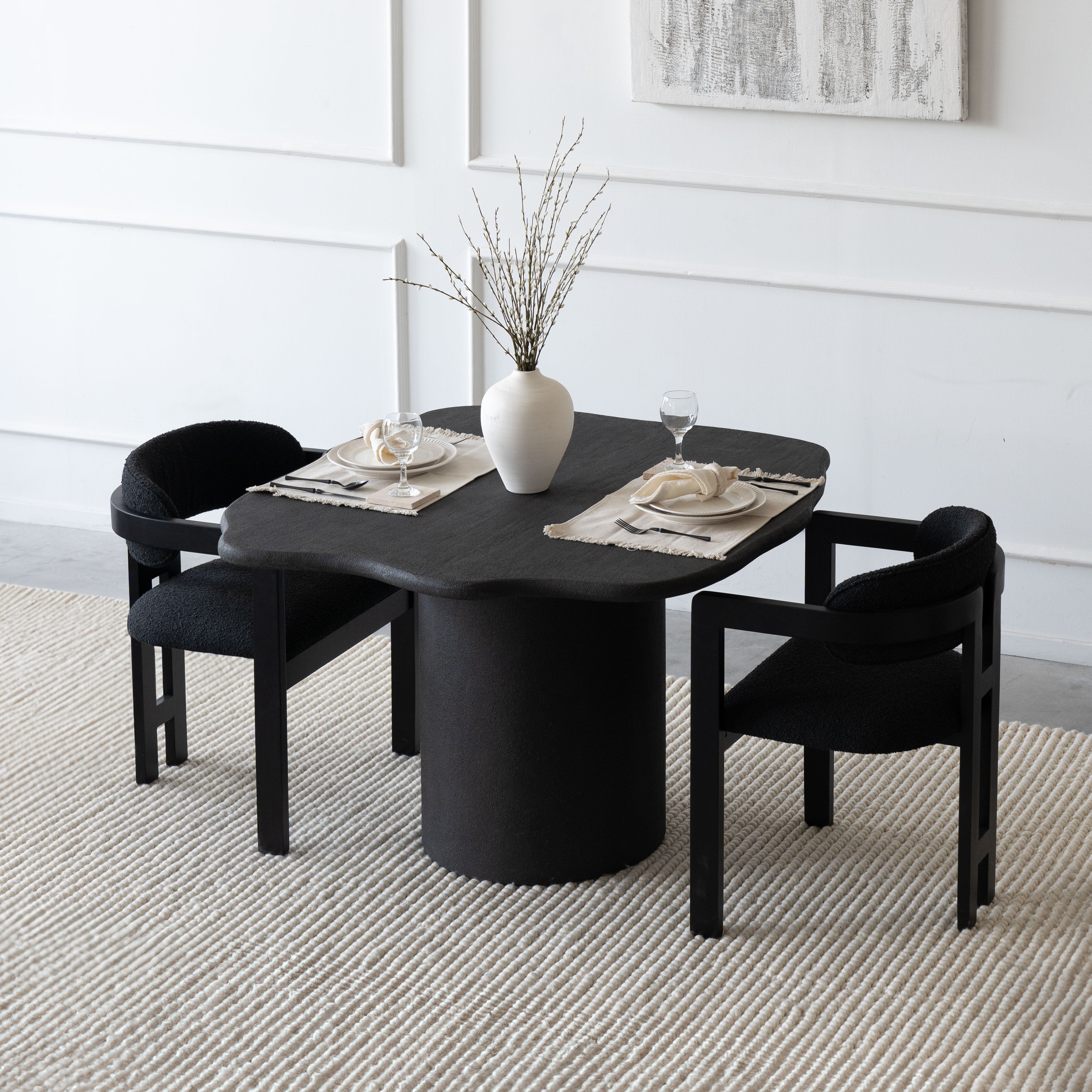 Alaska Dining Table-Black Edge  - WS Living - UAE -  Wood and steel Furnitures - Dubai