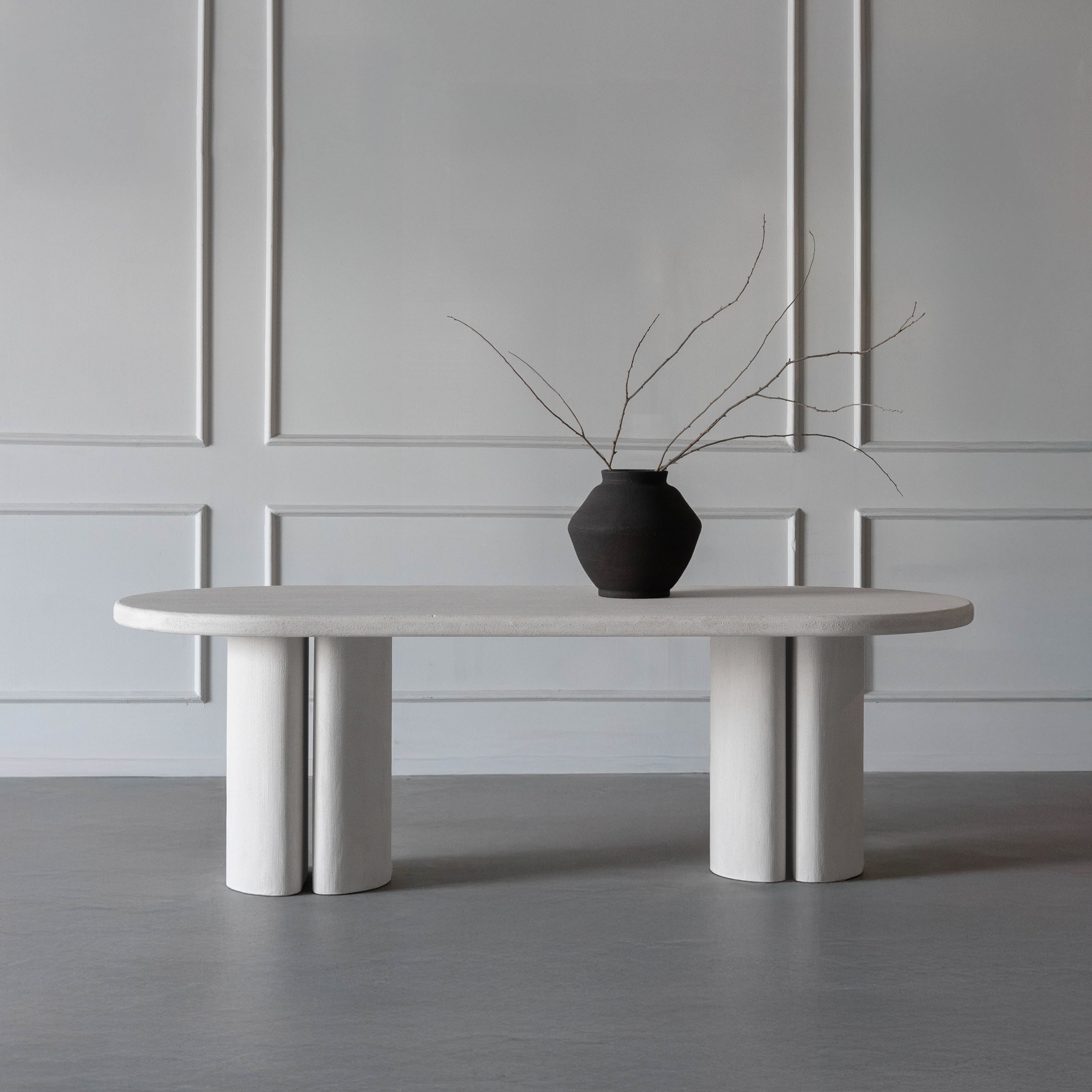 Lego Alaska Two Base Oval Top Dining Table - White