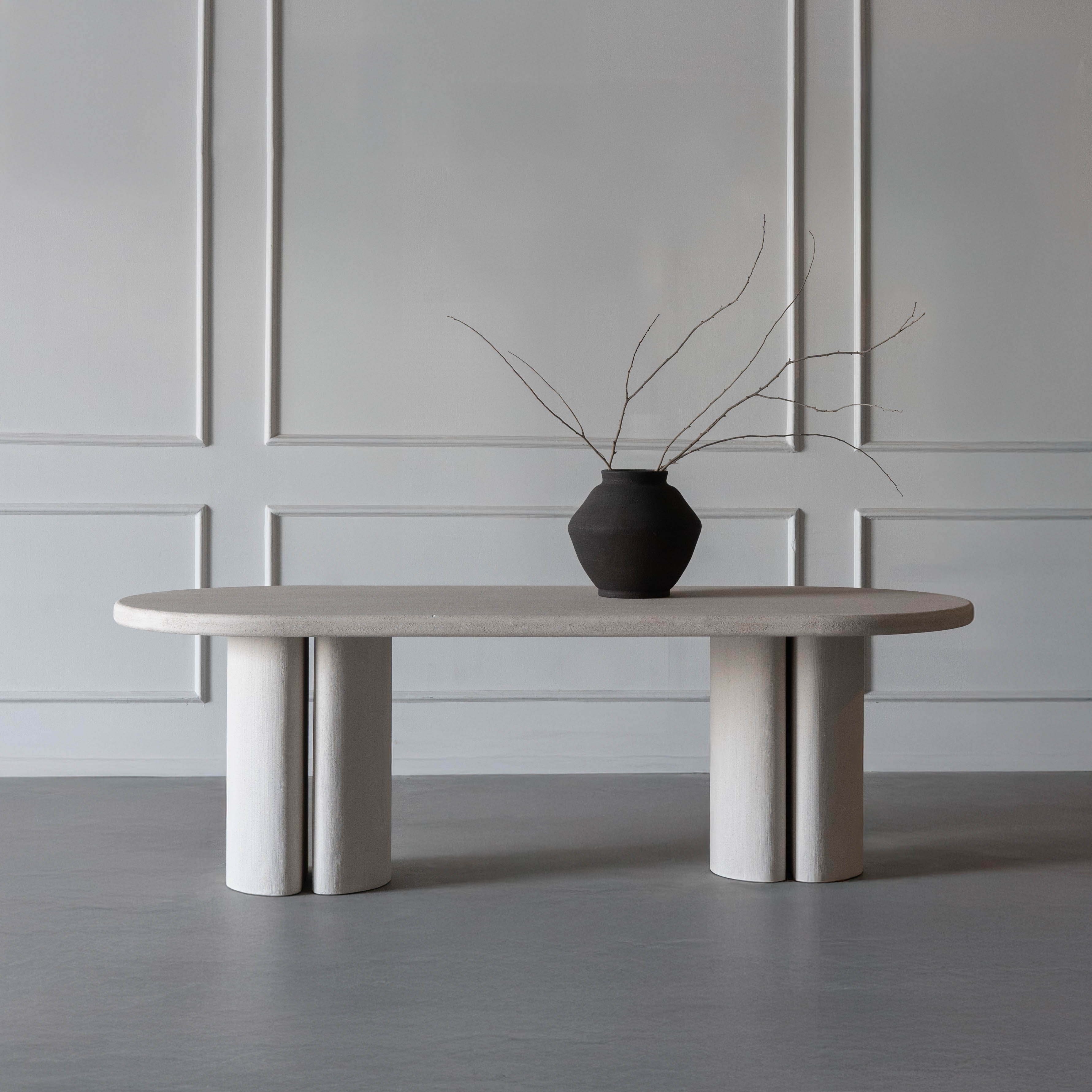 Lego Alaska Two Base Oval Top Dining Table - White