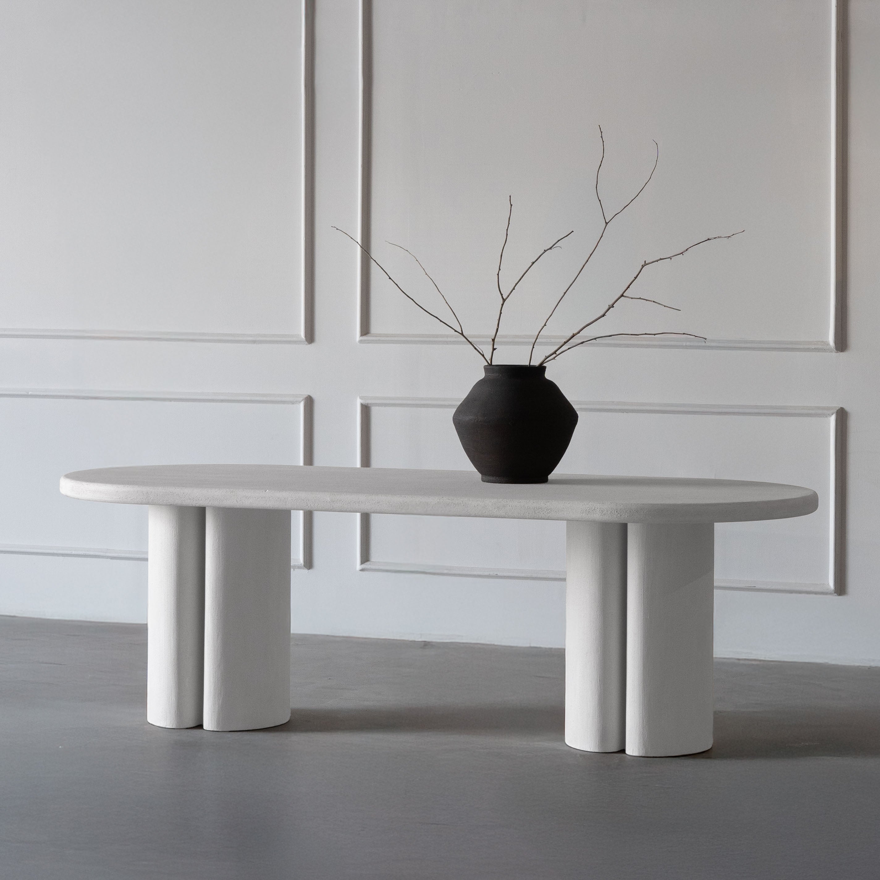 Lego Alaska Two Base Oval Top Dining Table - White