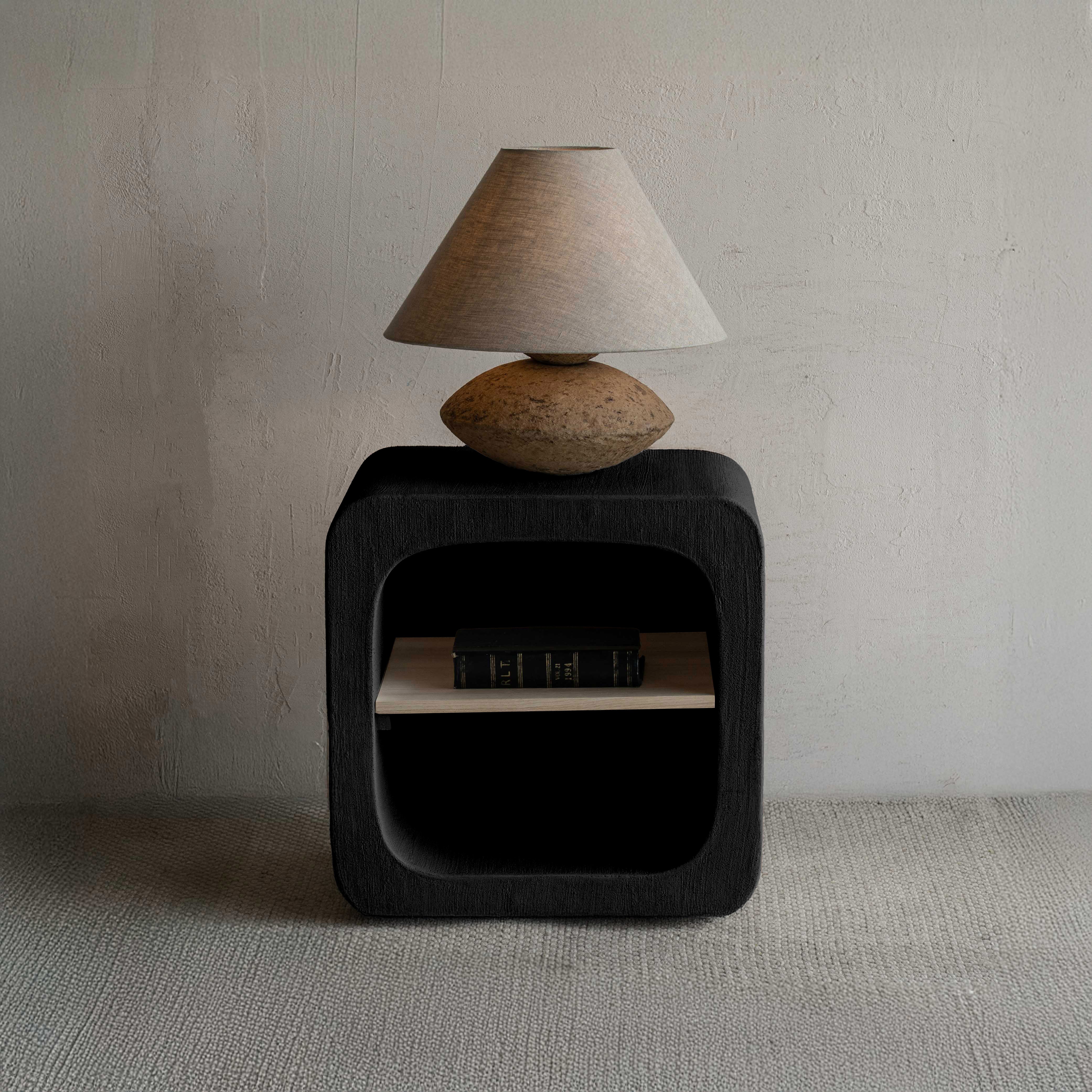 Alaska Curved Niche Bed Side Table With Wood Shelf - Bed Side Table - WS Living Furniture  Furniture Store in Dubai