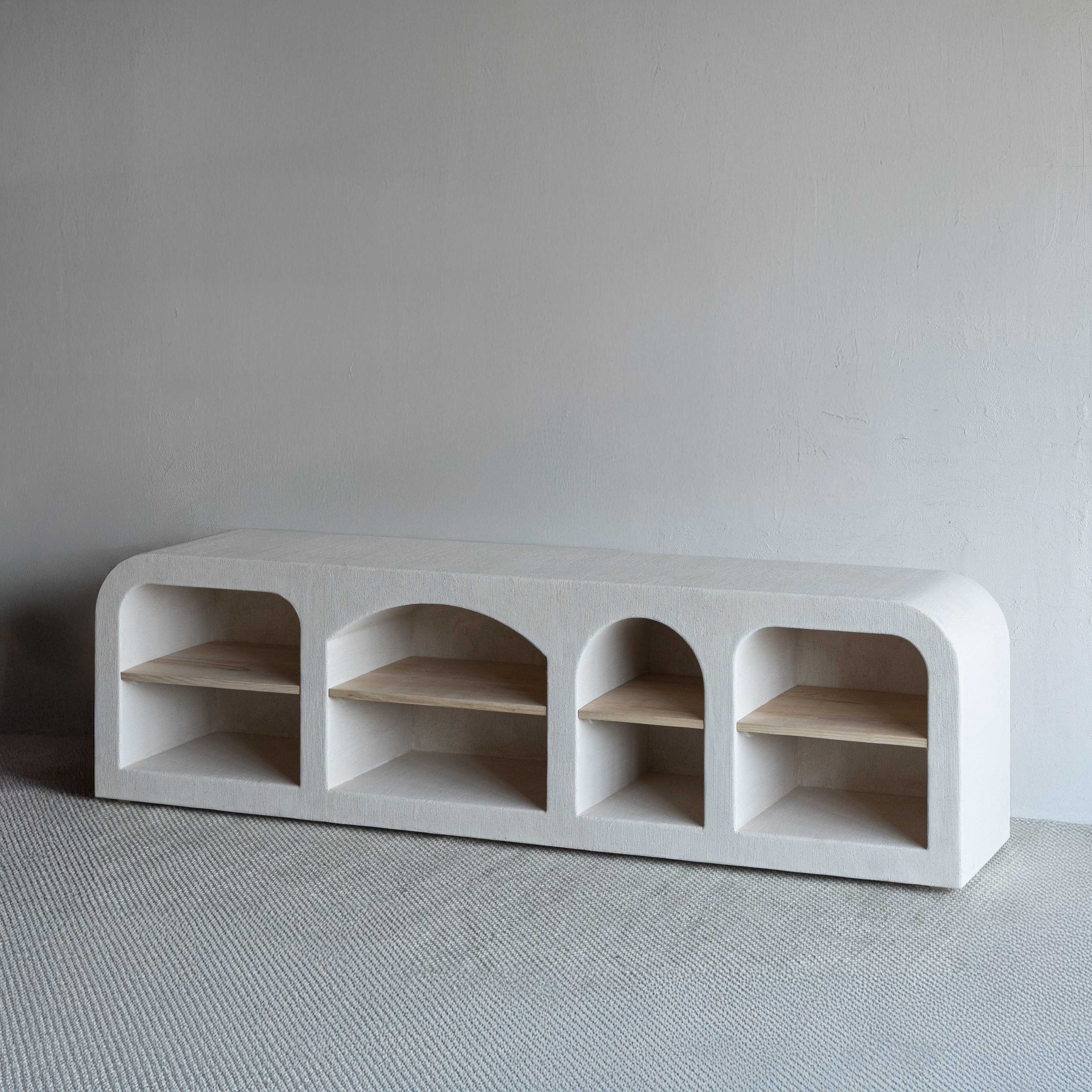 Alaska Curve Edge TV Unit - Natural Wood Shelf