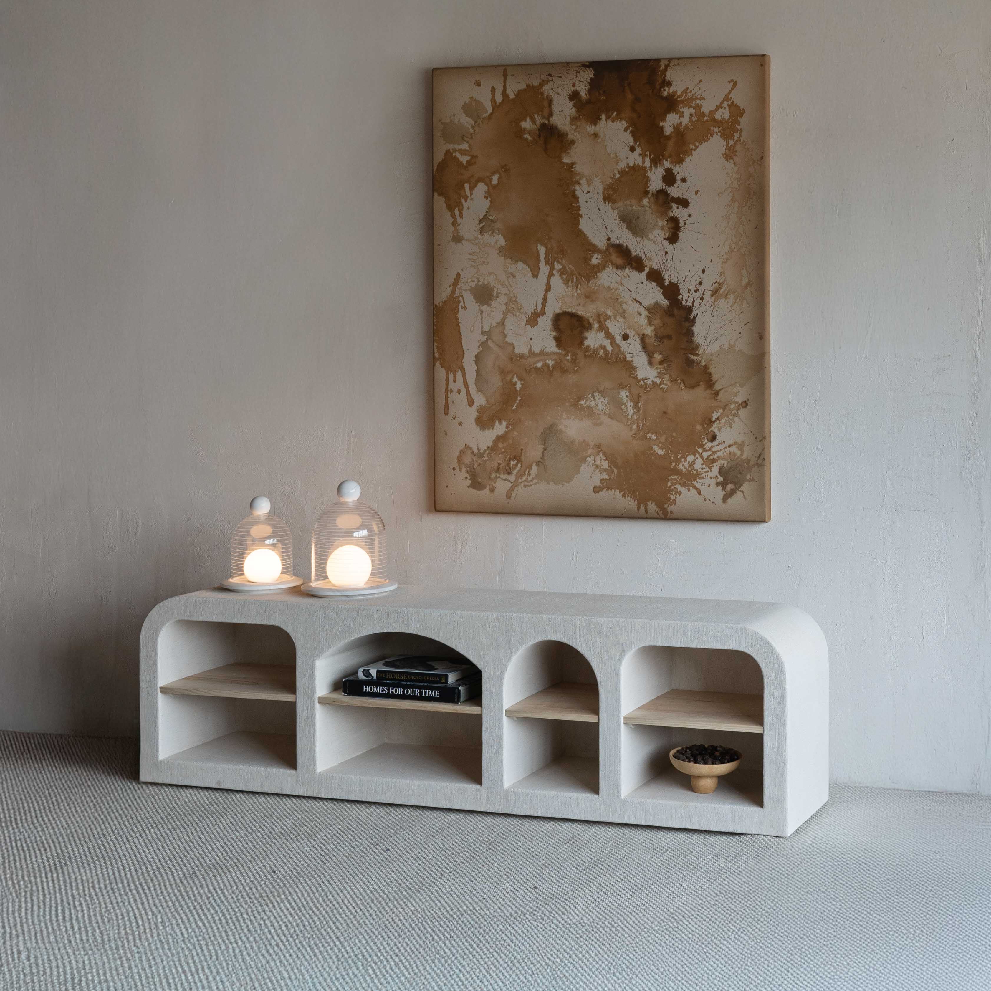 Alaska Curve Edge TV Unit - Natural Wood Shelf