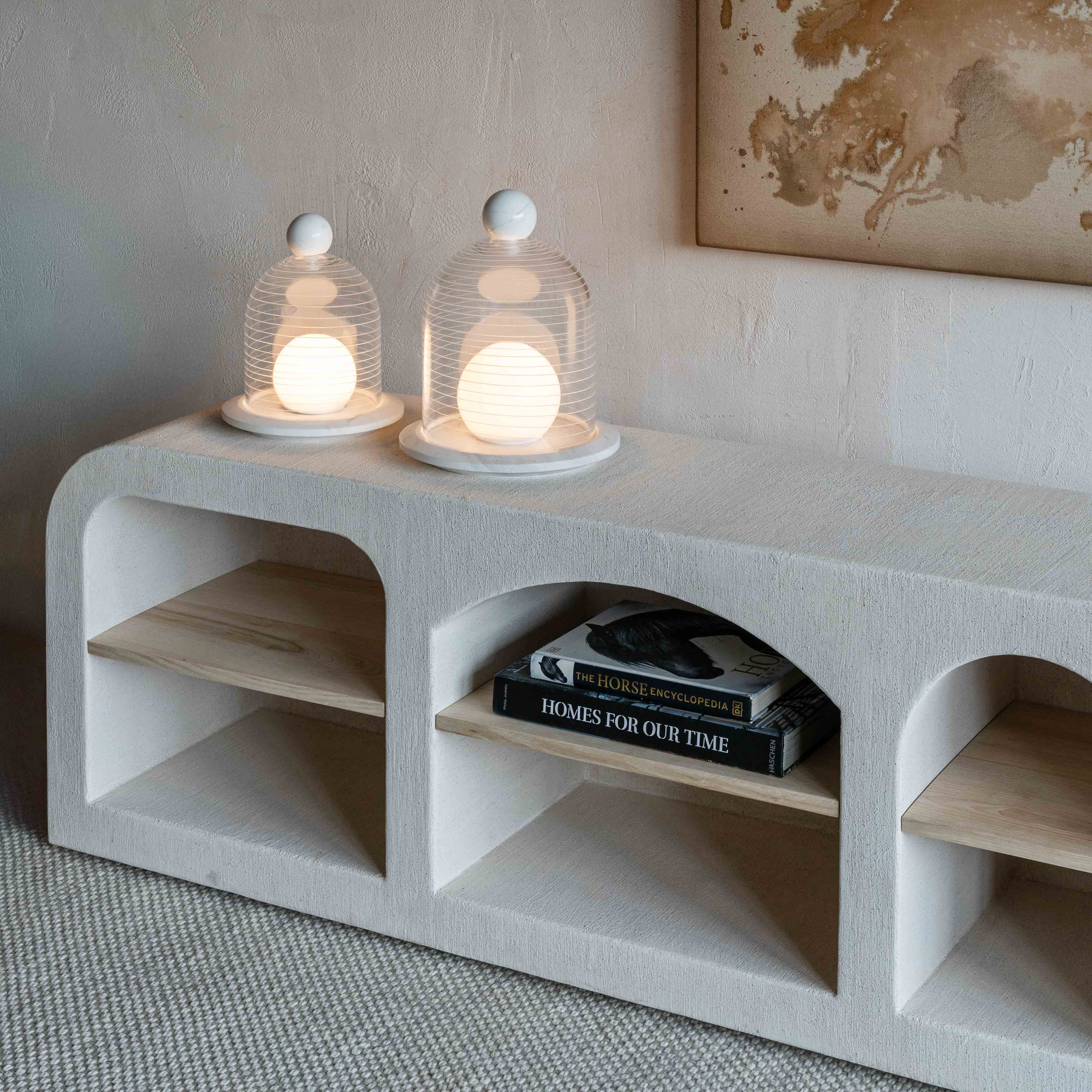 Alaska Curve Edge TV Unit - Natural Wood Shelf