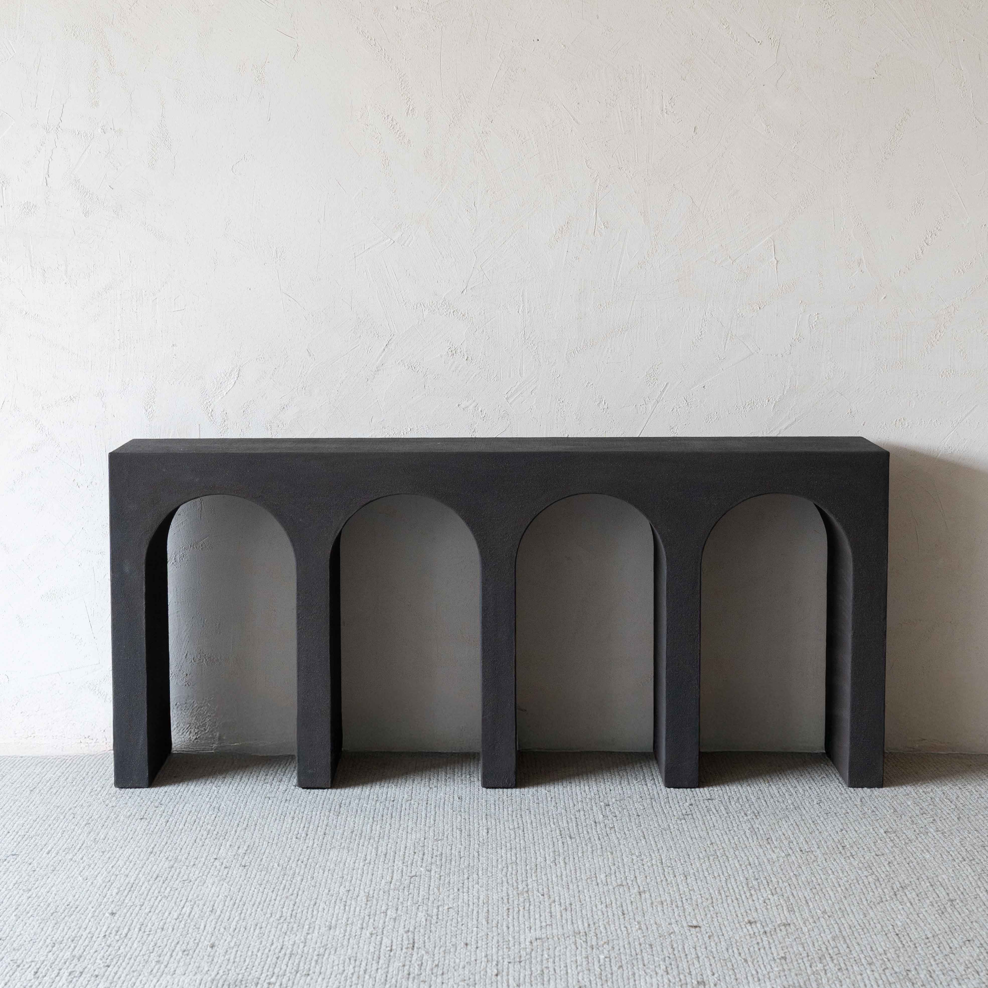 Alaska Vista Black Wood Arched Baseless Artisan Console Table - Console Tables - WS Living Furniture Home Furniture Stores in Dubai