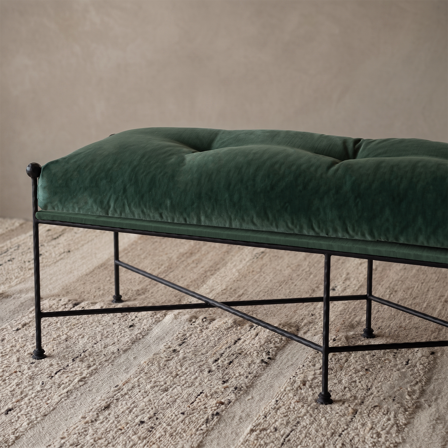 Alden Neo-Classical Upholstered Bench - GREEN