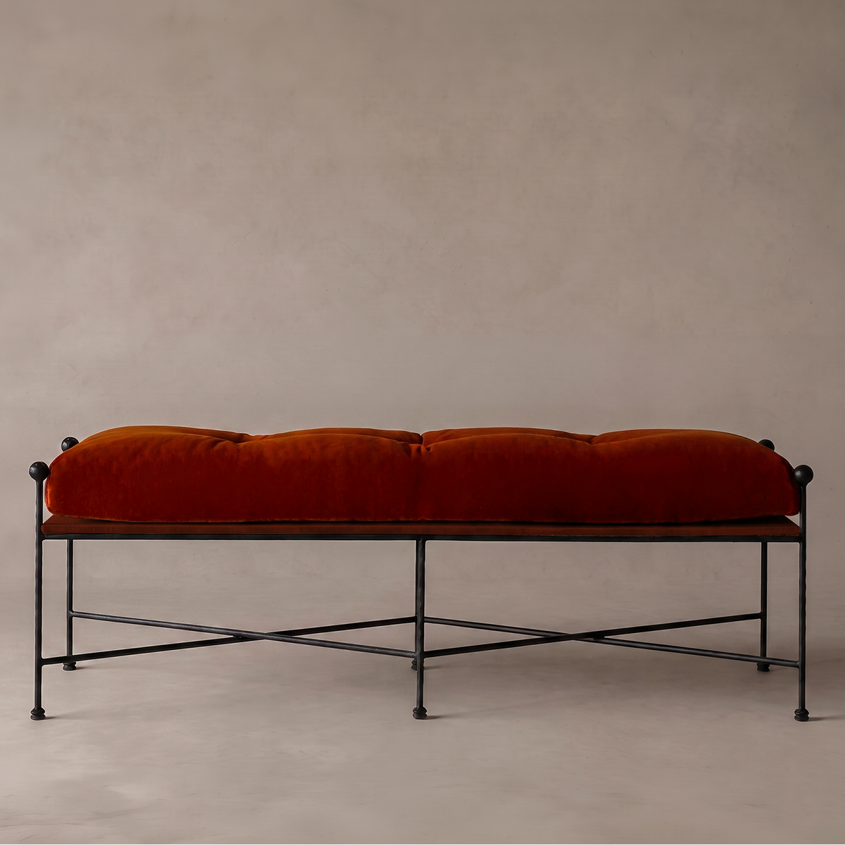 Alden Neo-Classical Upholstered Bench - ORANGE