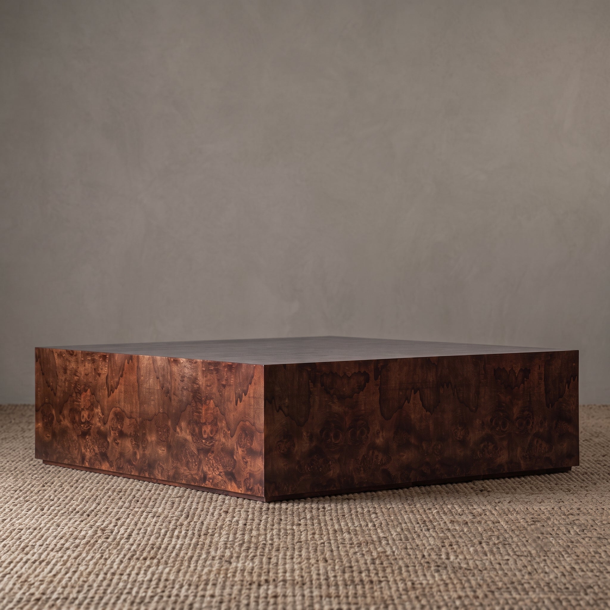 Alden Burl Wood Big Square Coffee Table - WALNUT