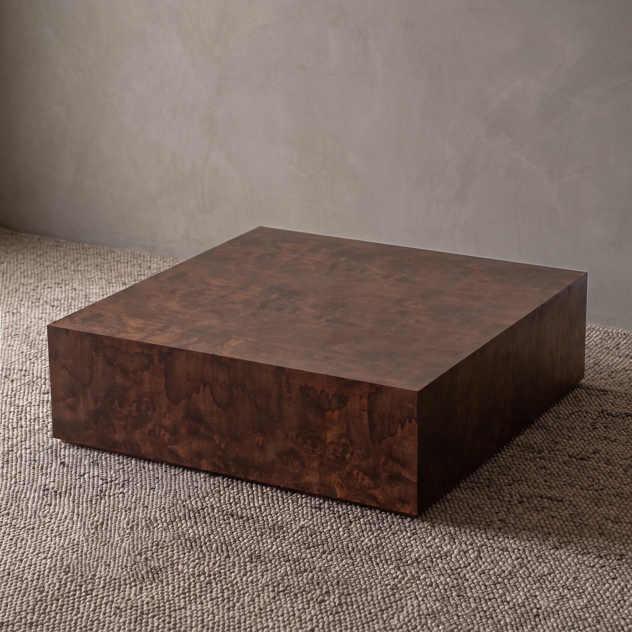 Alden Burl Wood Big Square Coffee Table - WALNUT
