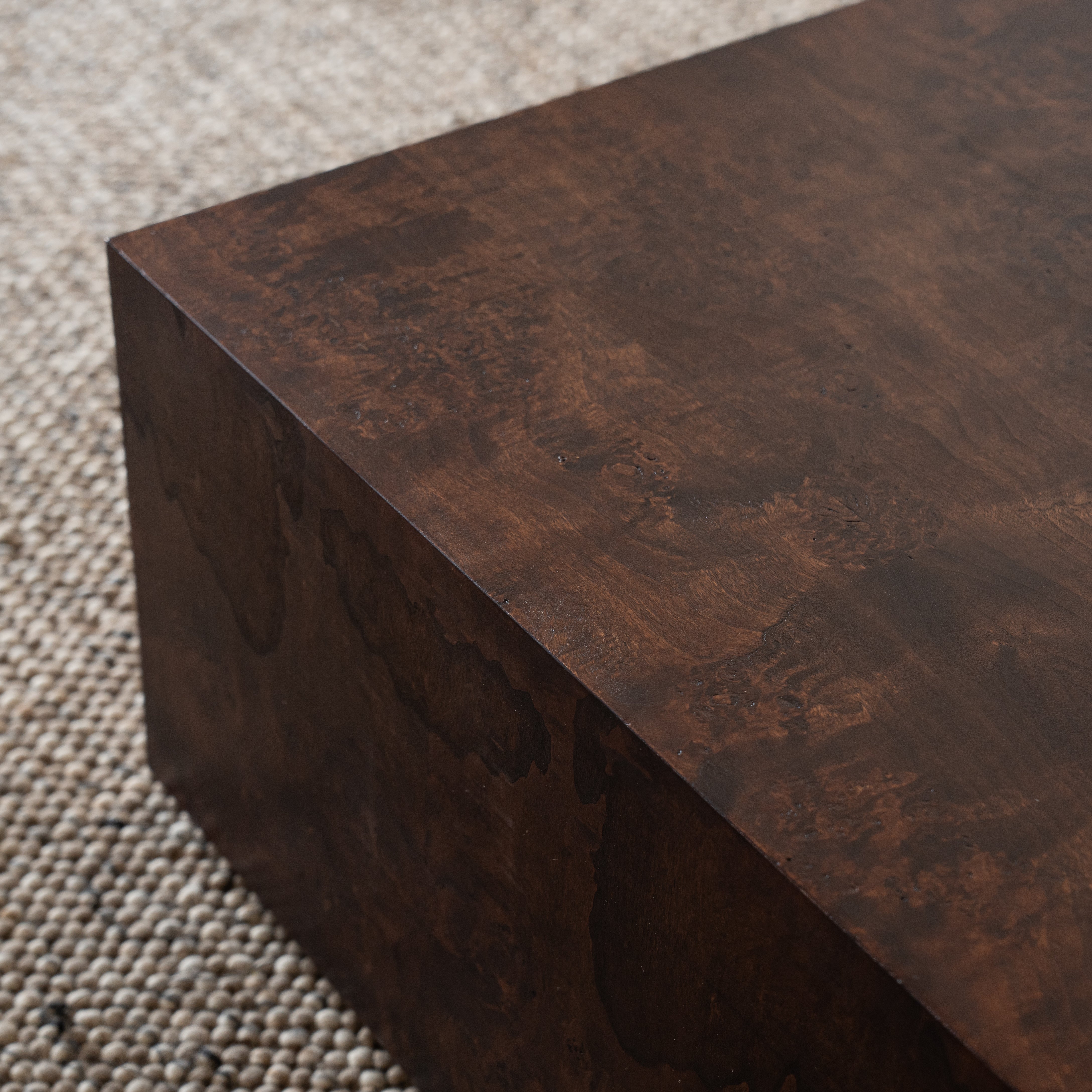 Alden Burl Wood Big Square Coffee Table - WALNUT