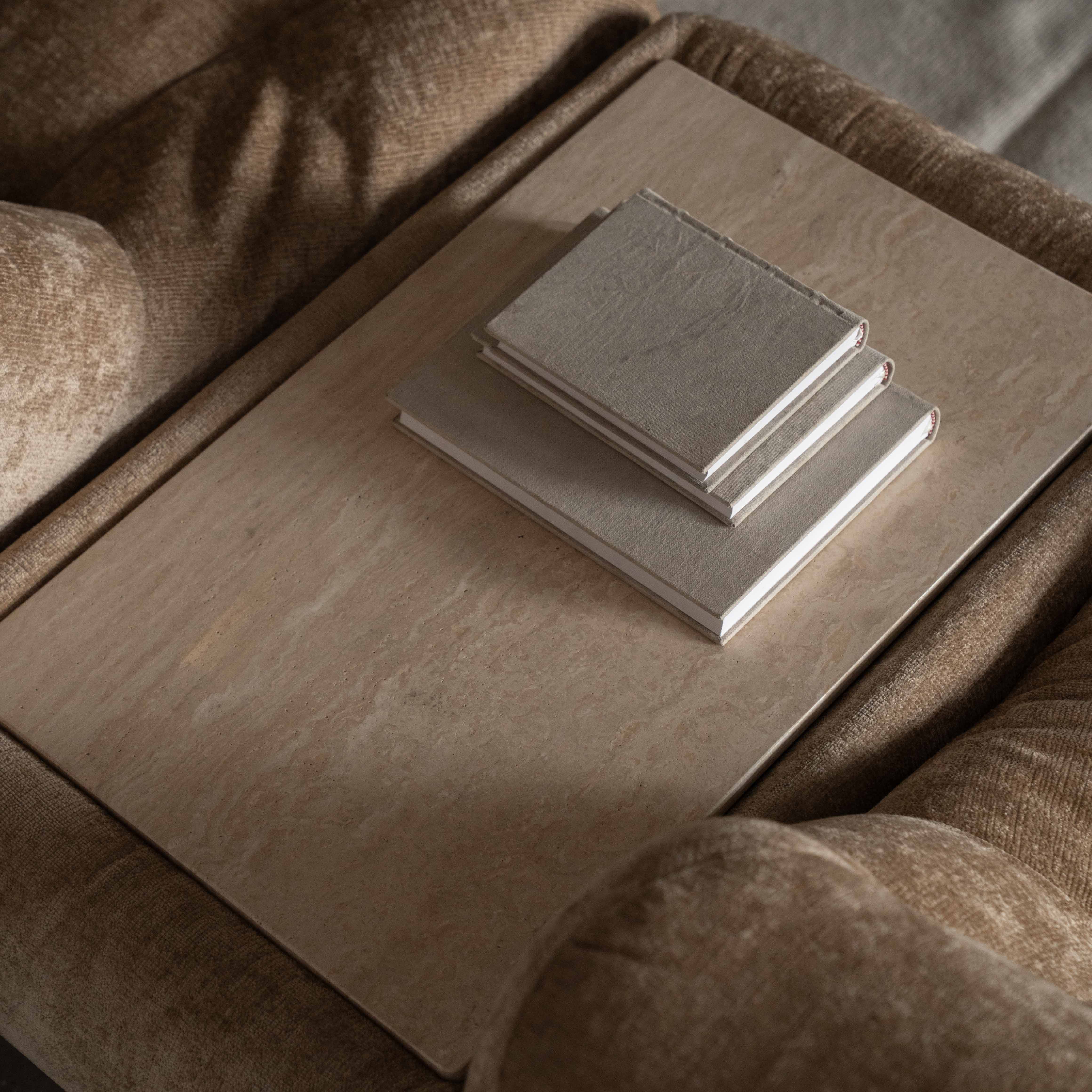 Alistair Travertine Marble Top Sofa Side Table