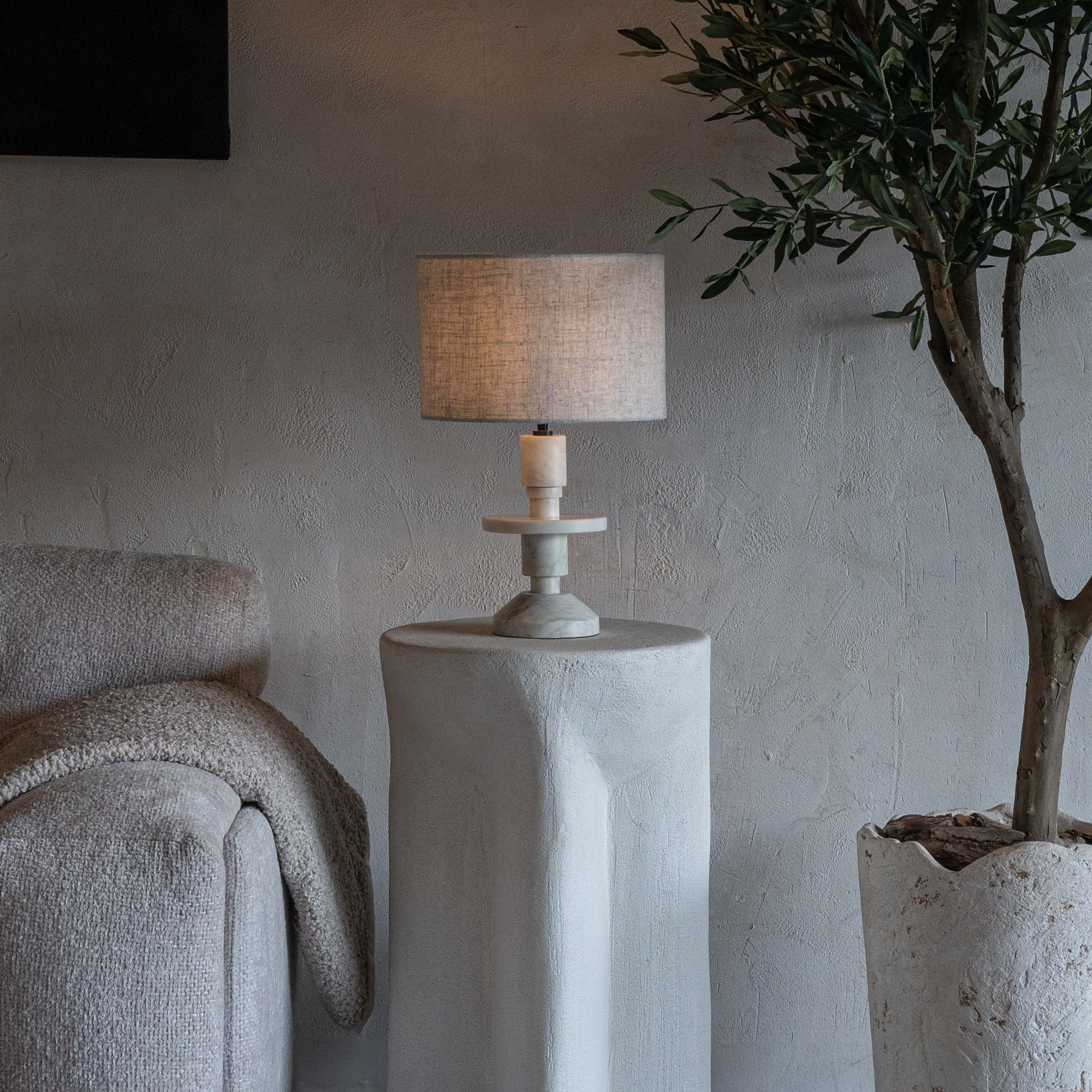 Amani Classic Natural Marble Table Lamp - Table Lamp - WS Living - UAE Modern Home Furniture Stores in Dubai