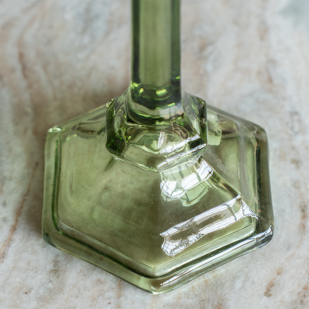 Amelia Green Glass Taper Candle Holder