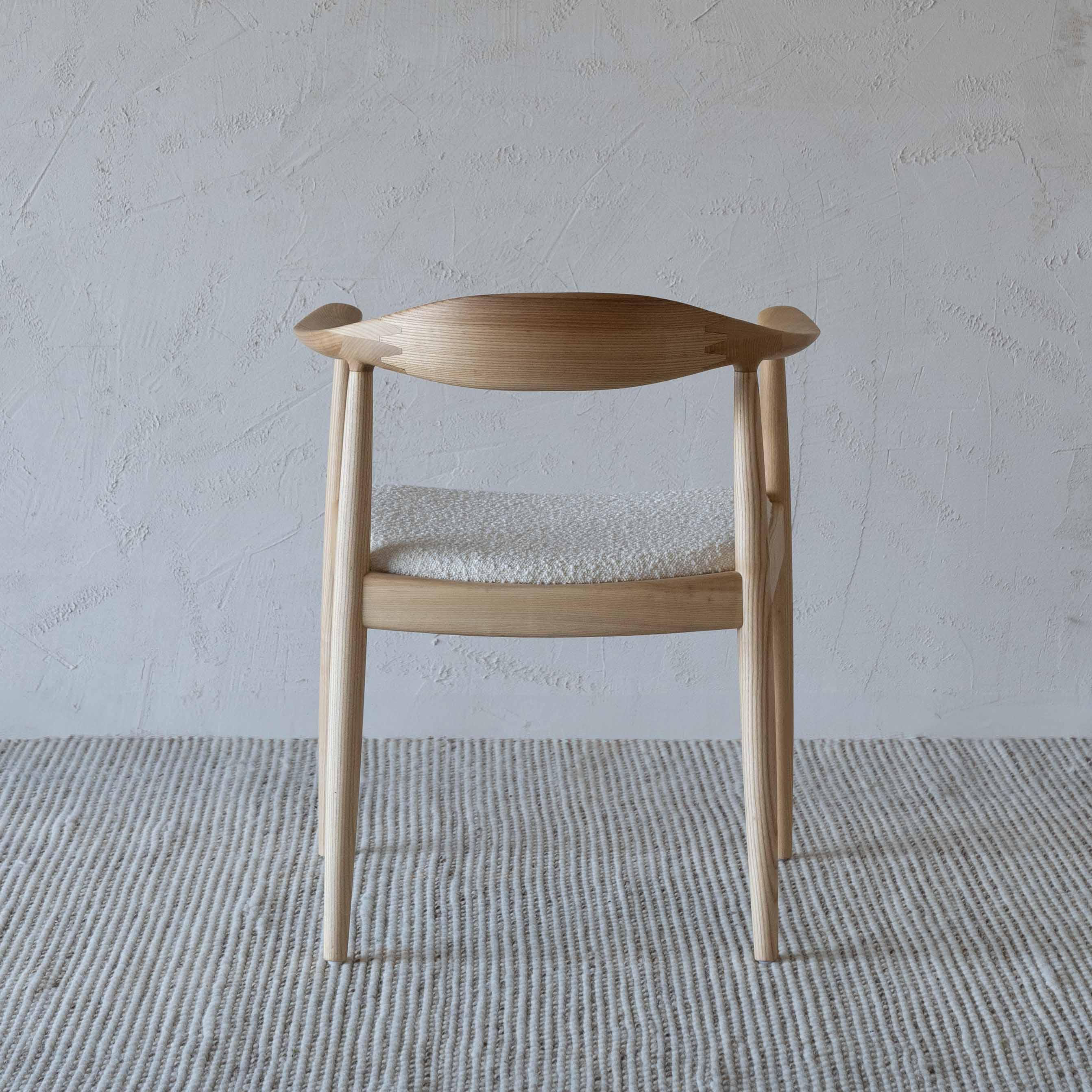 Anata Natural Wood Boucle Dining Chair (CH27.A)  - WS Living - UAE - Dining Chairs Wood and steel Furnitures - Dubai