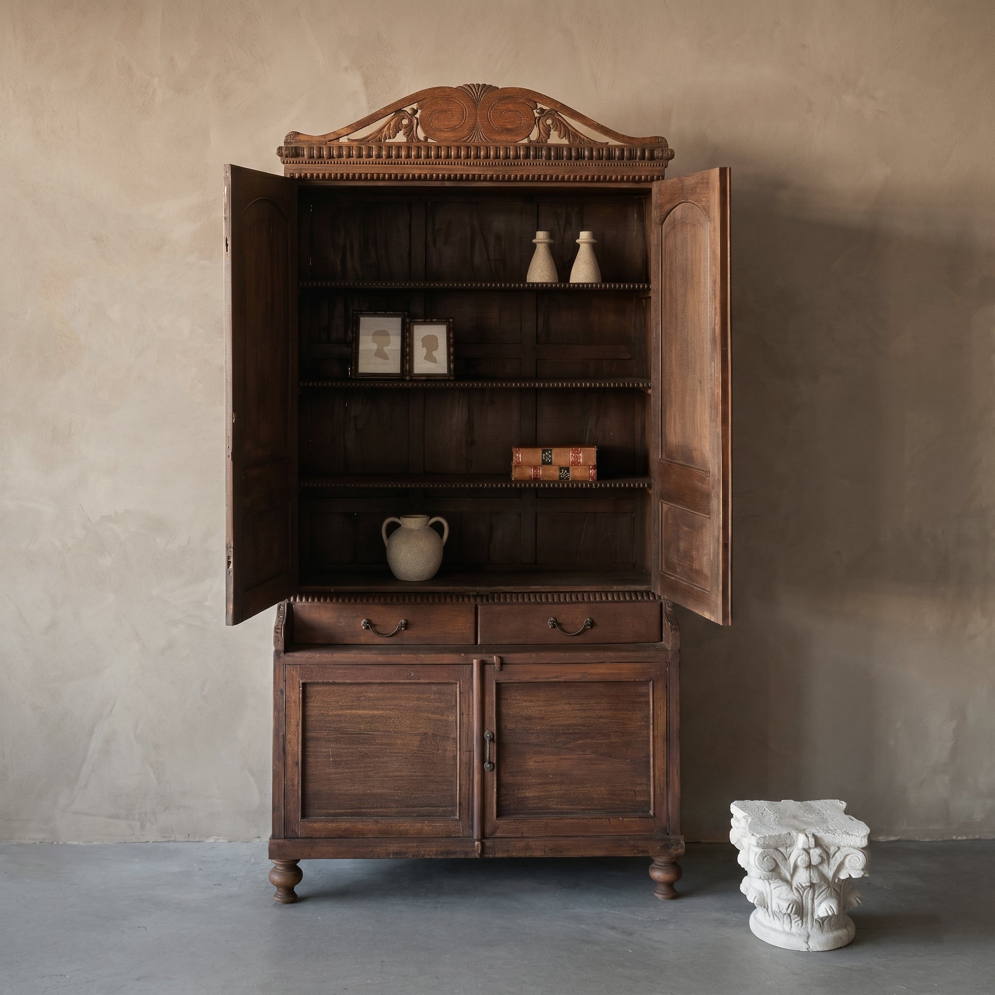 Anglo Real Antique Carved Indian Culture Cabinet | Cupboard