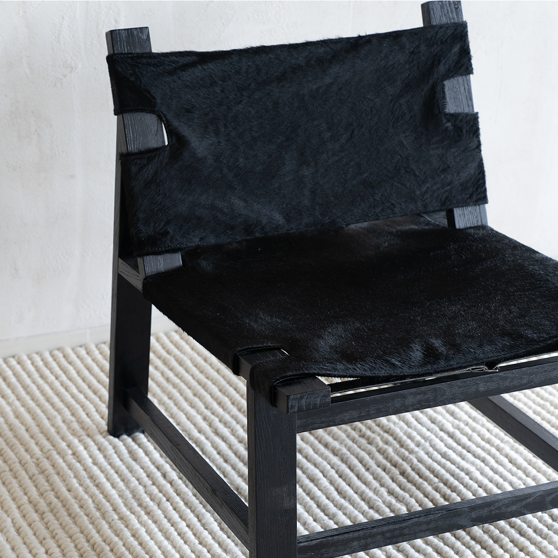 Cole Solid Oak Wood - Horse Hair Leather Lounge Chair - LJ1190  - WS Living - UAE - Lounge Chair Wood and steel Furnitures - Dubai