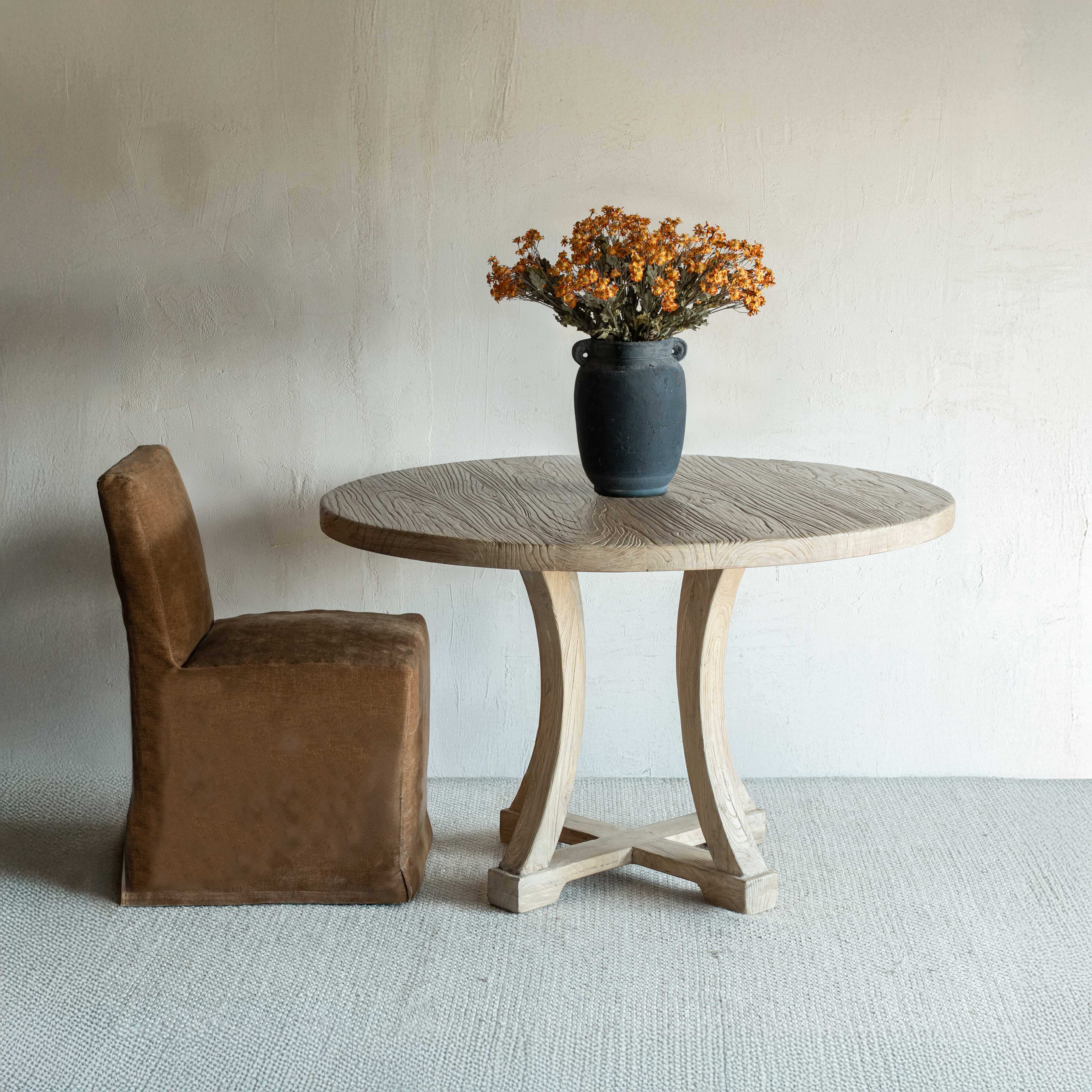 Atheris Elm Wood Round Dining Table